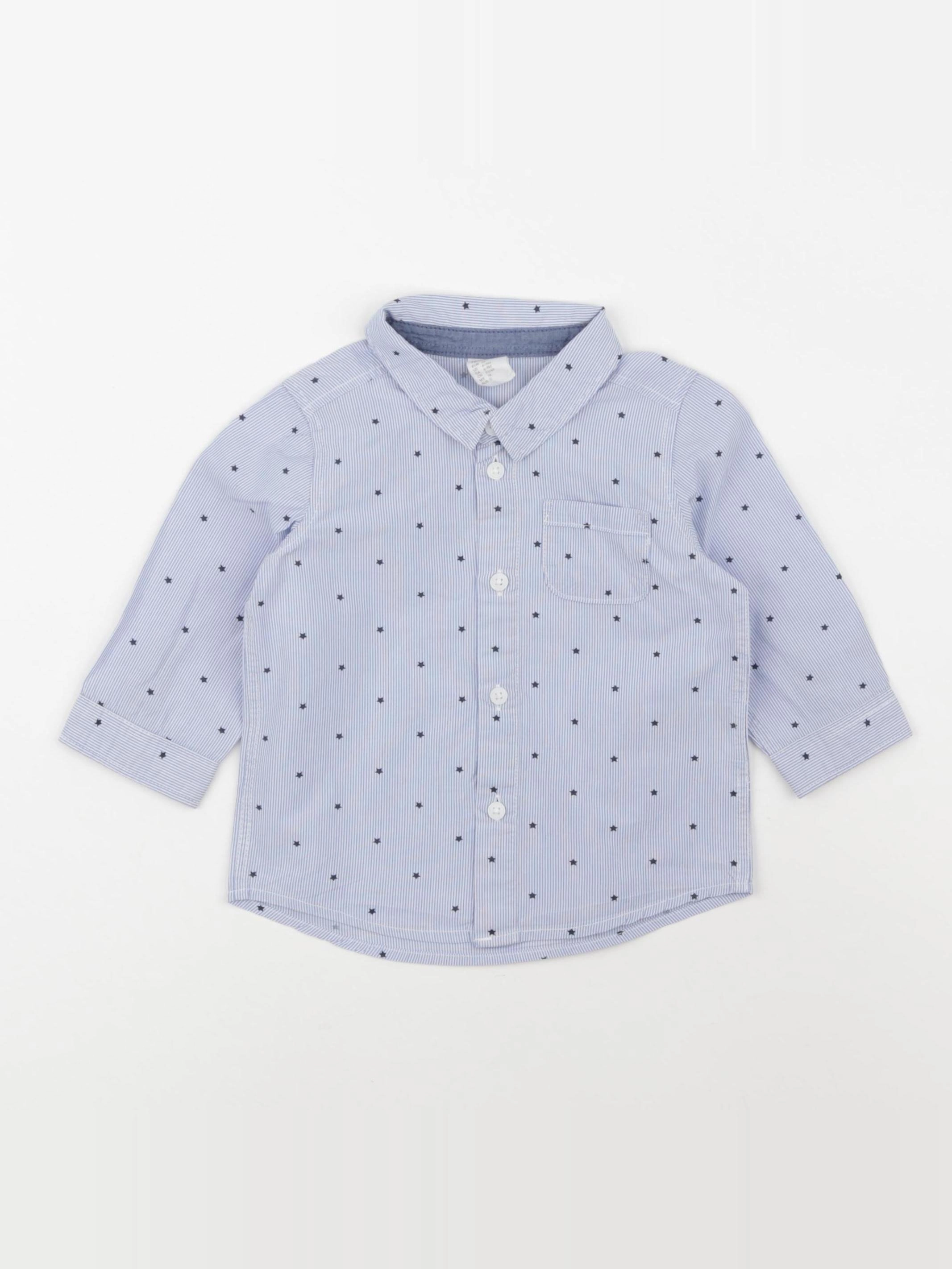 H&M - chemise bleu - 6/9 mois