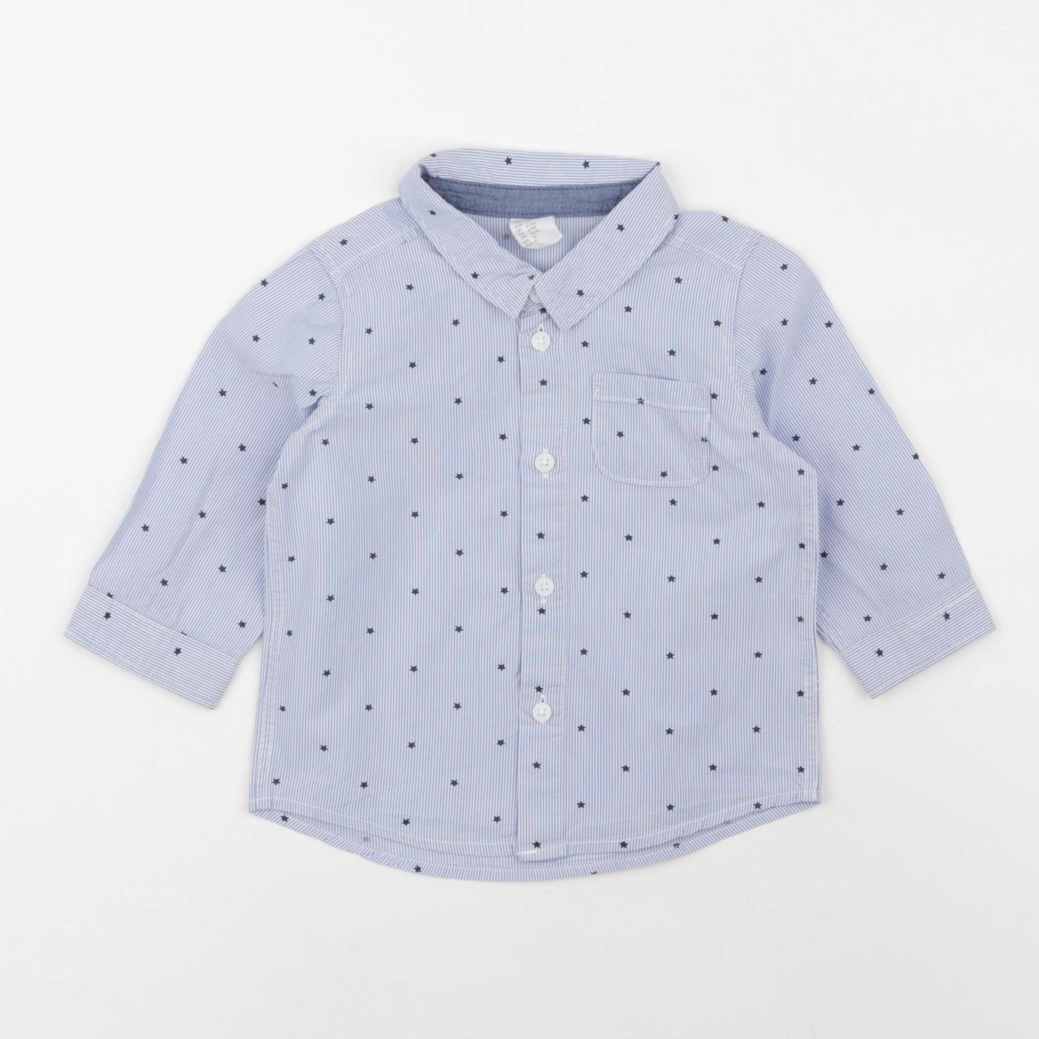 H&M - chemise bleu - 6/9 mois