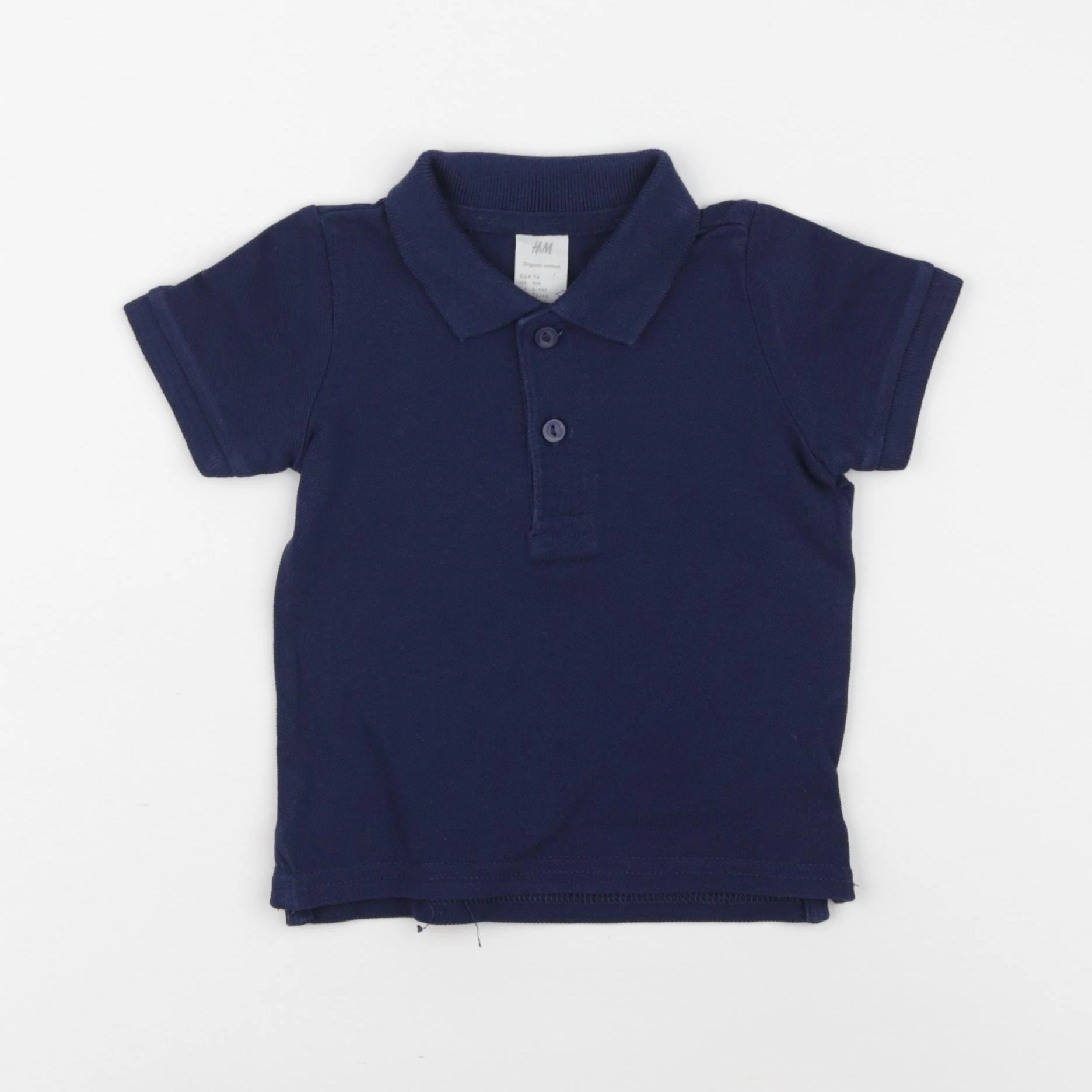 H&M - polo bleu - 6/9 mois