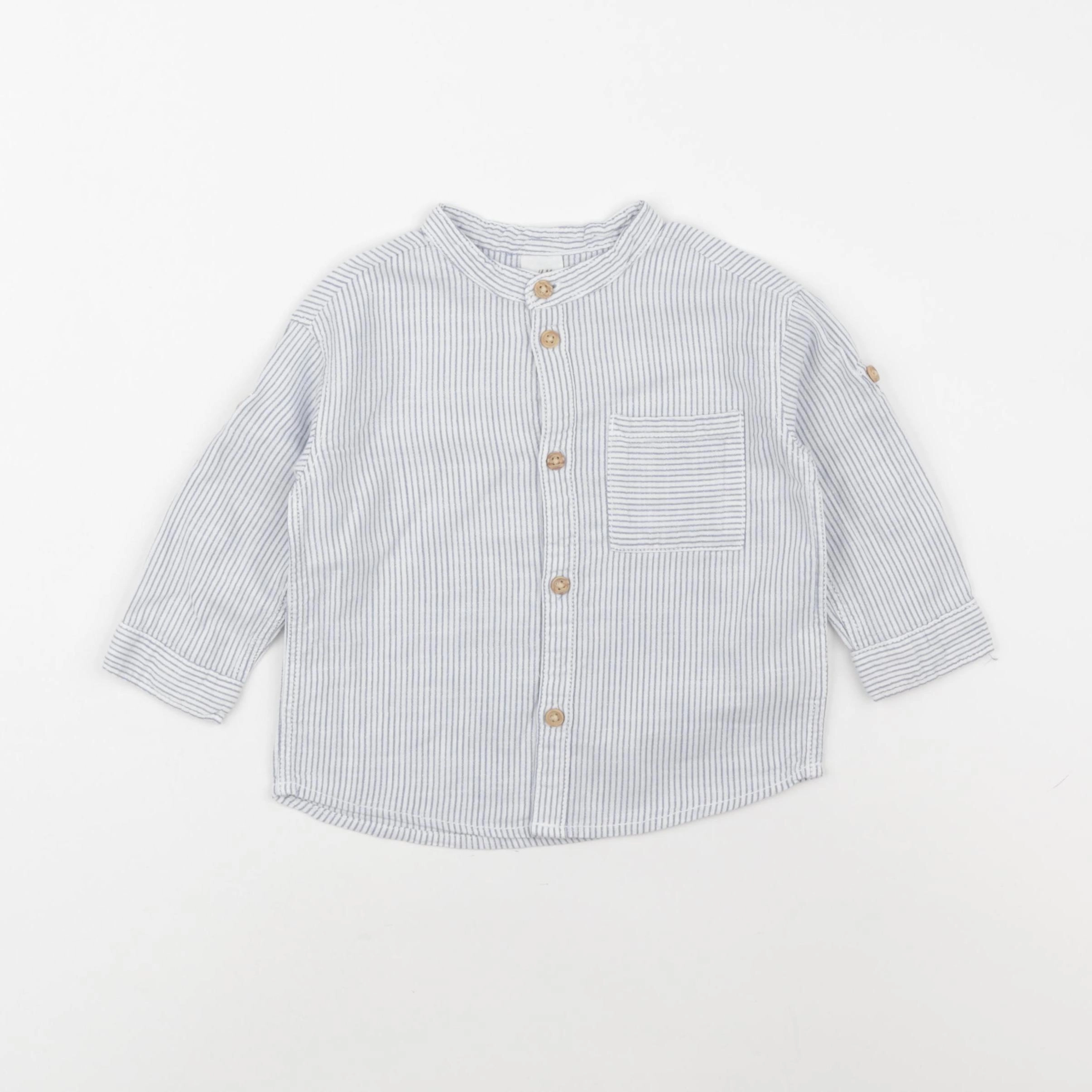 H&M - chemise bleu - 6/9 mois