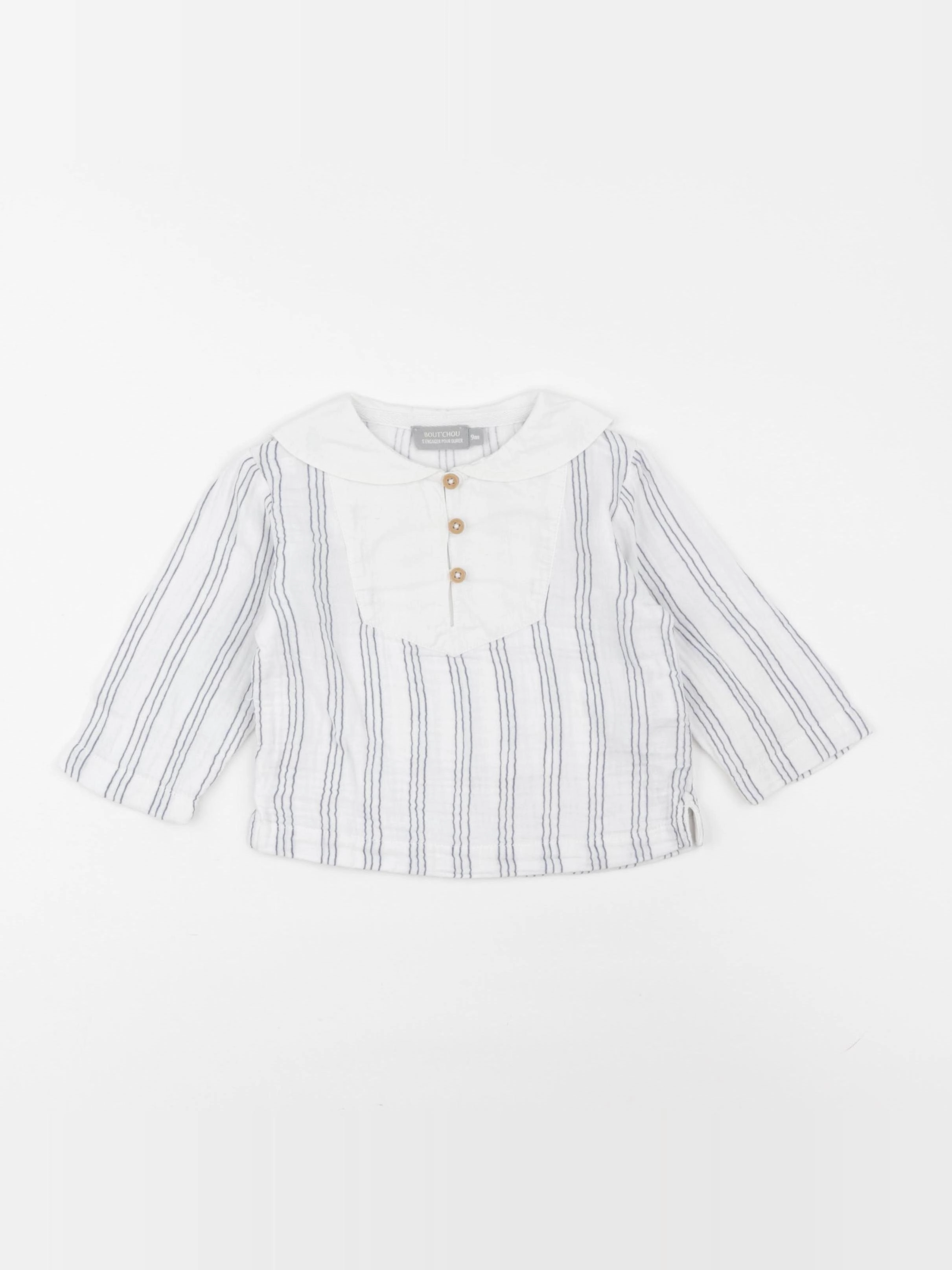 Boutchou - chemise bleu - 9 mois