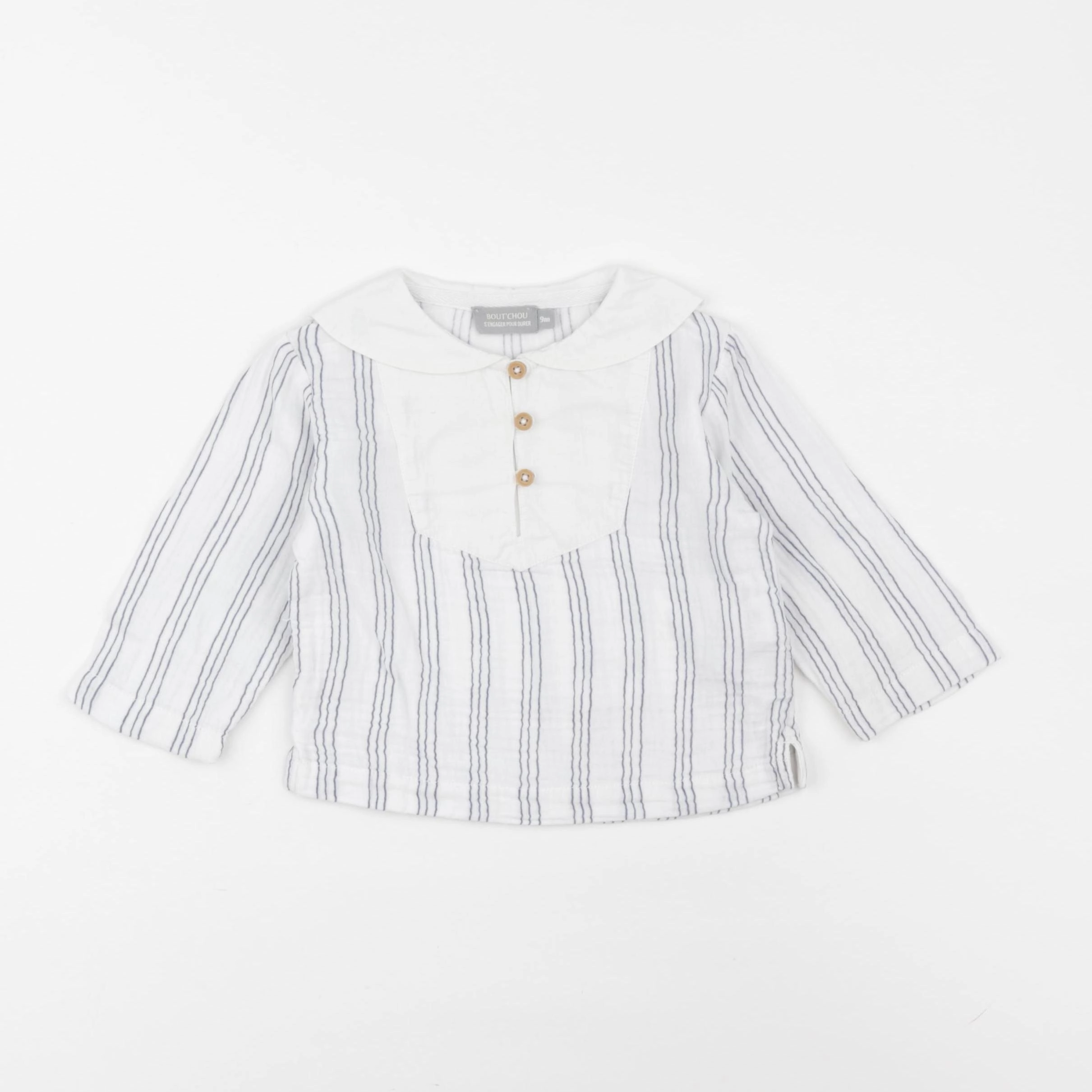 Boutchou - chemise bleu - 9 mois