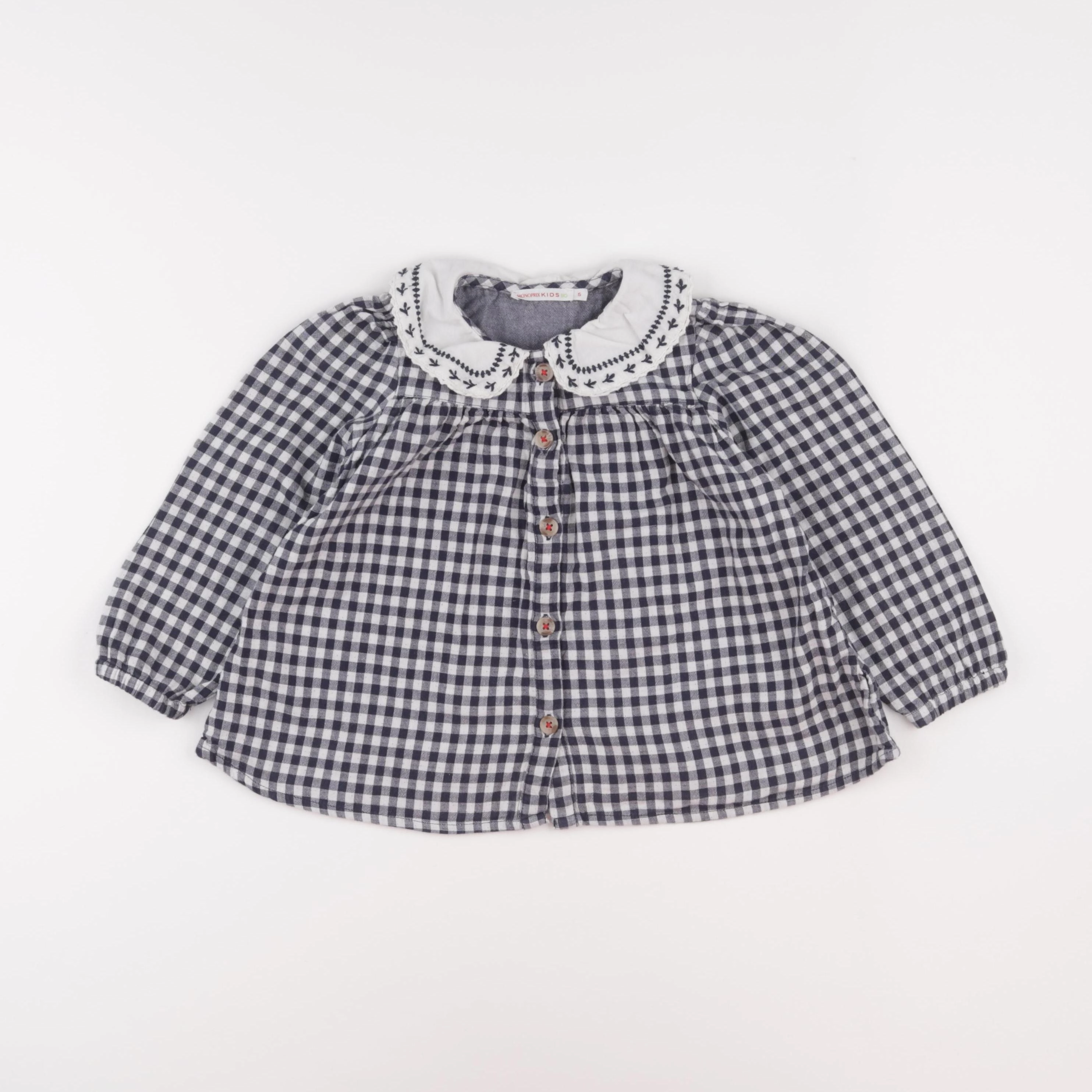 Monoprix - blouse bleu, blanc - 5 ans