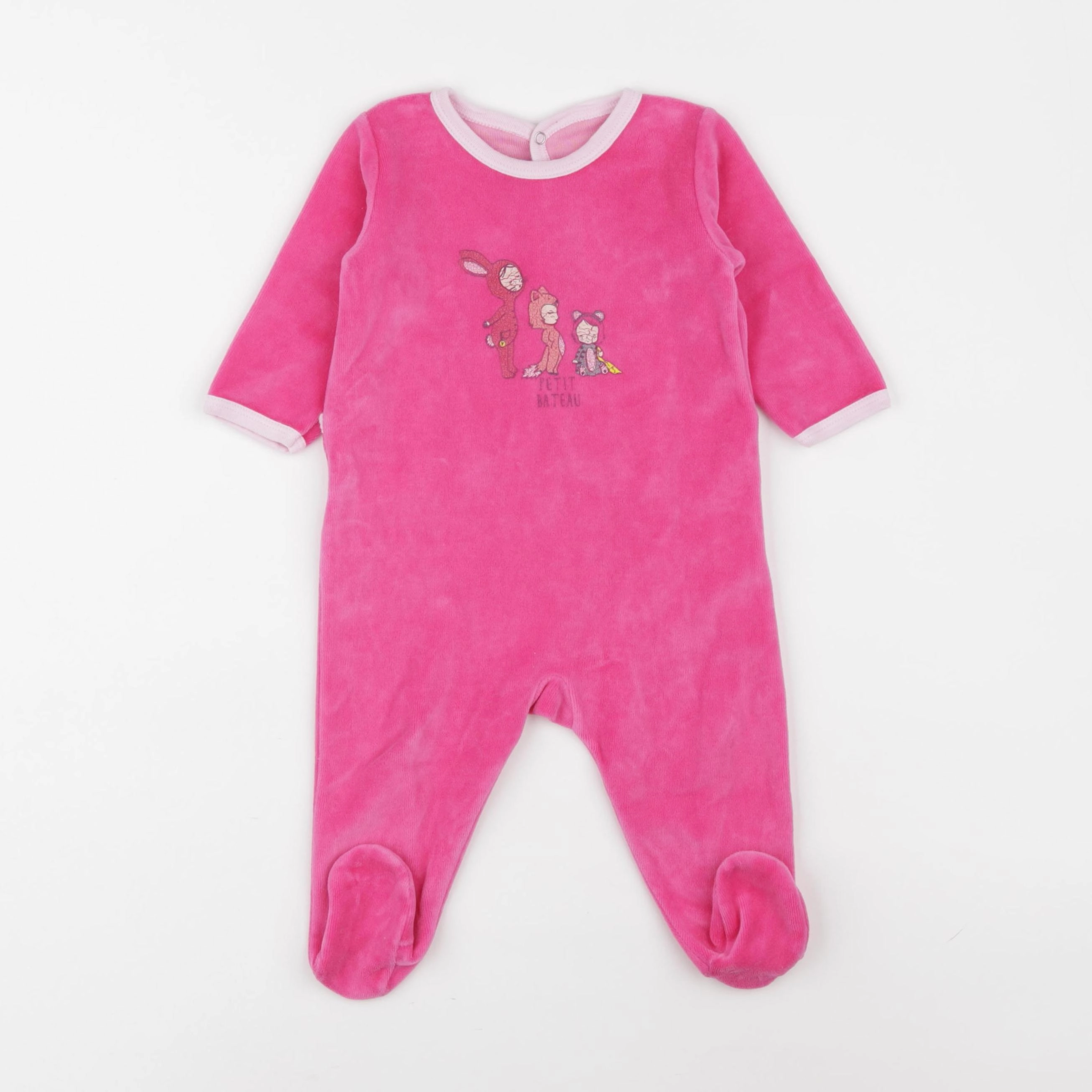Petit Bateau - pyjama velours rose - 6 mois