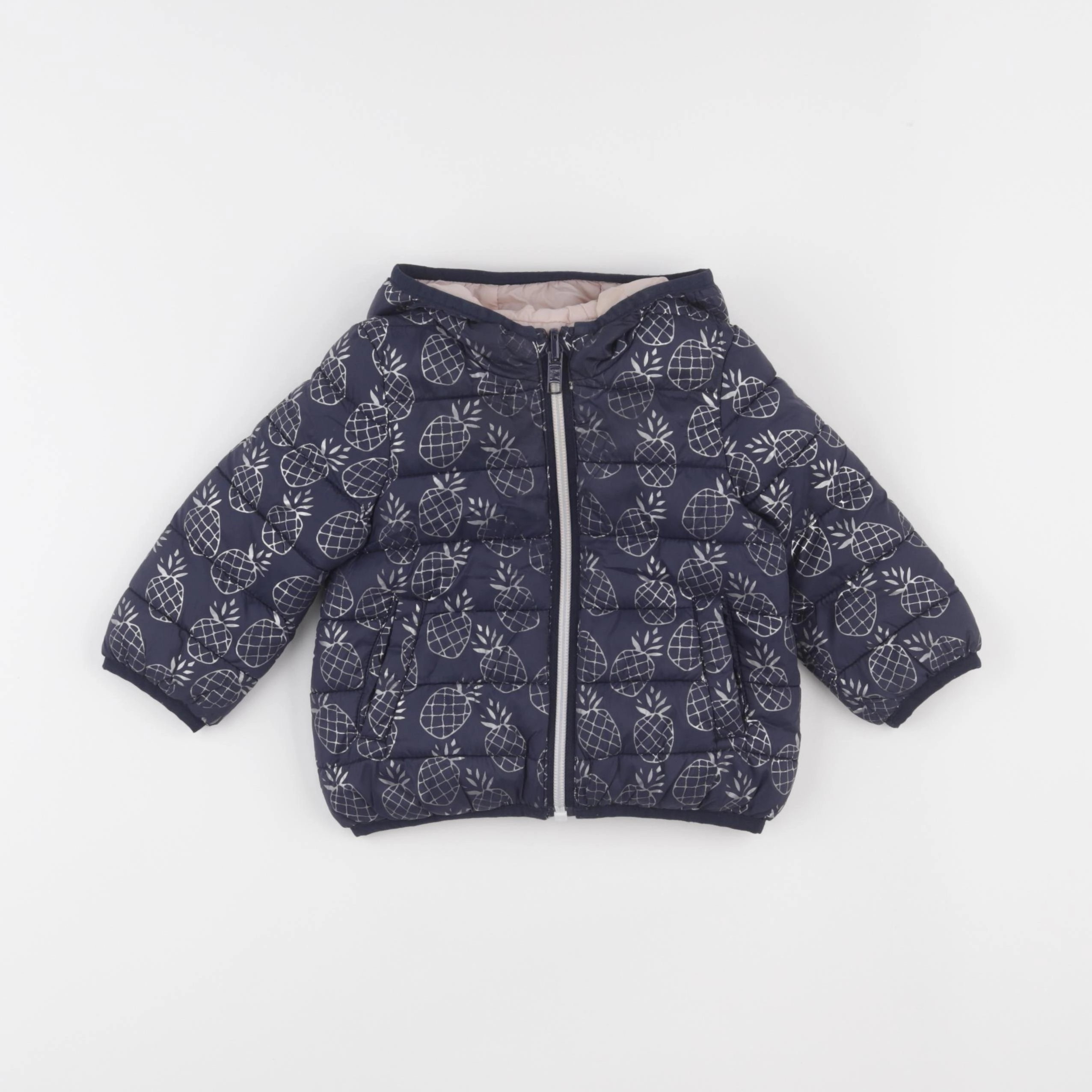 IKKS - doudoune réversible bleu, rose - 12 mois