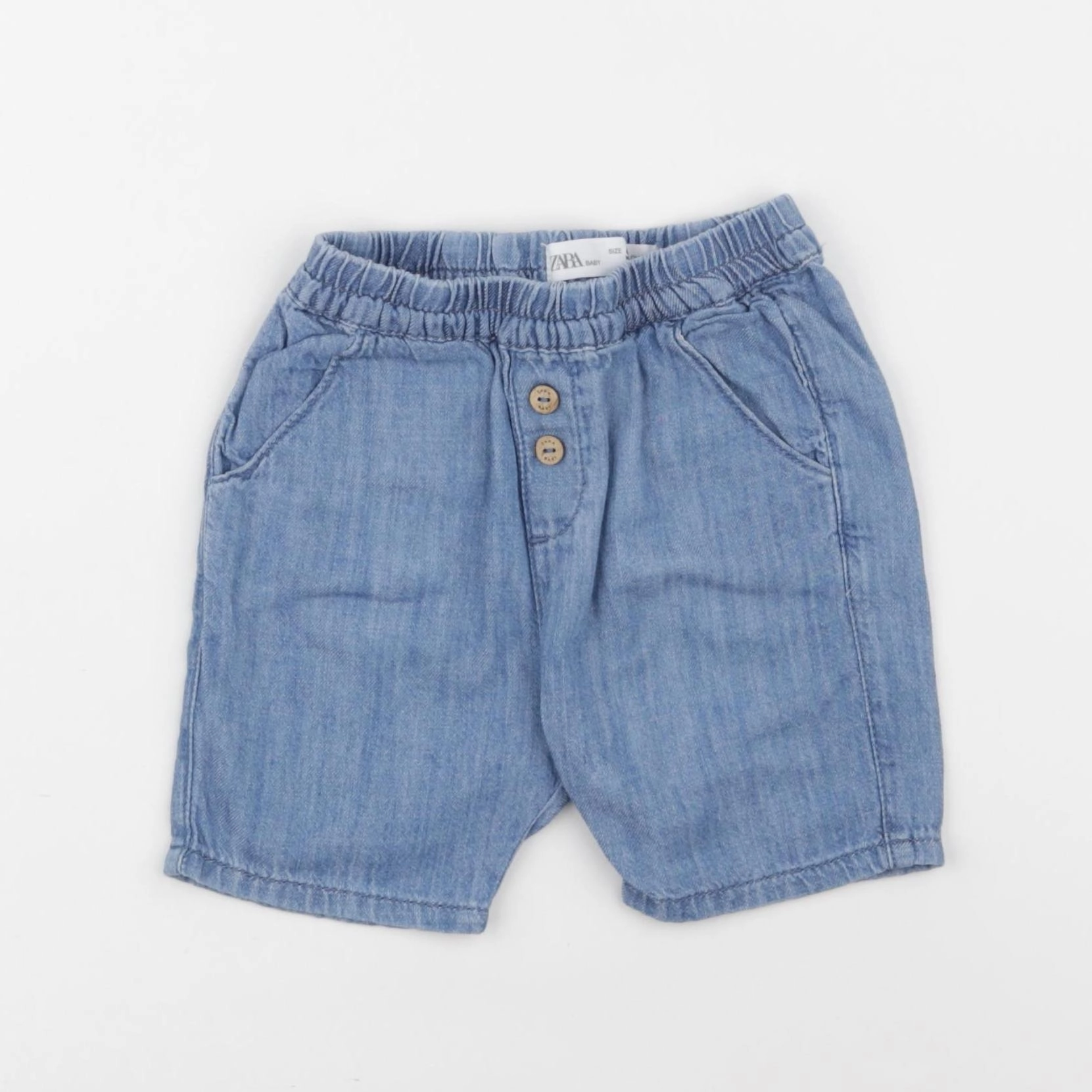 Zara - short bleu - 6/9 mois