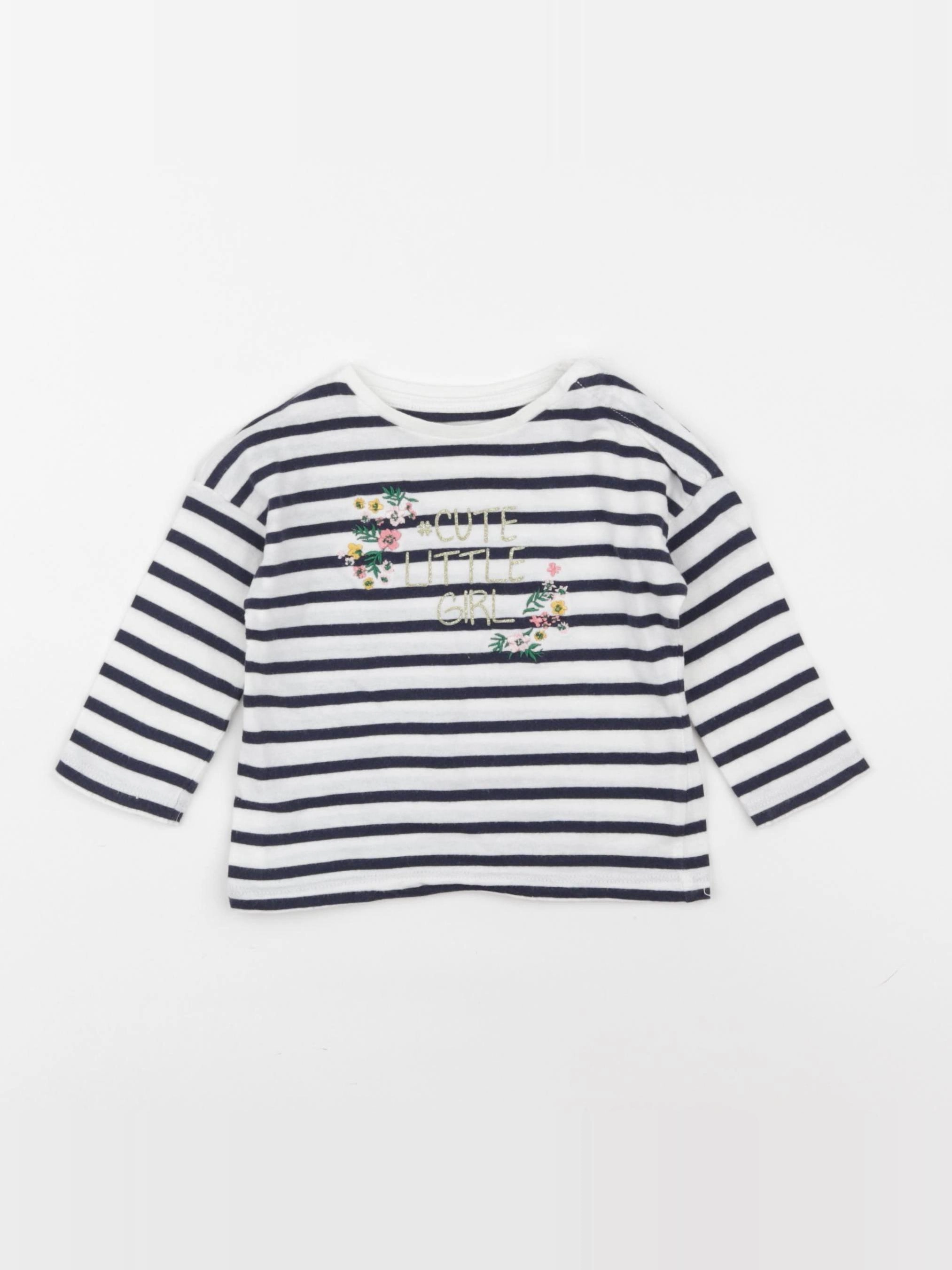 Vertbaudet - tee-shirt blanc, bleu - 6 mois