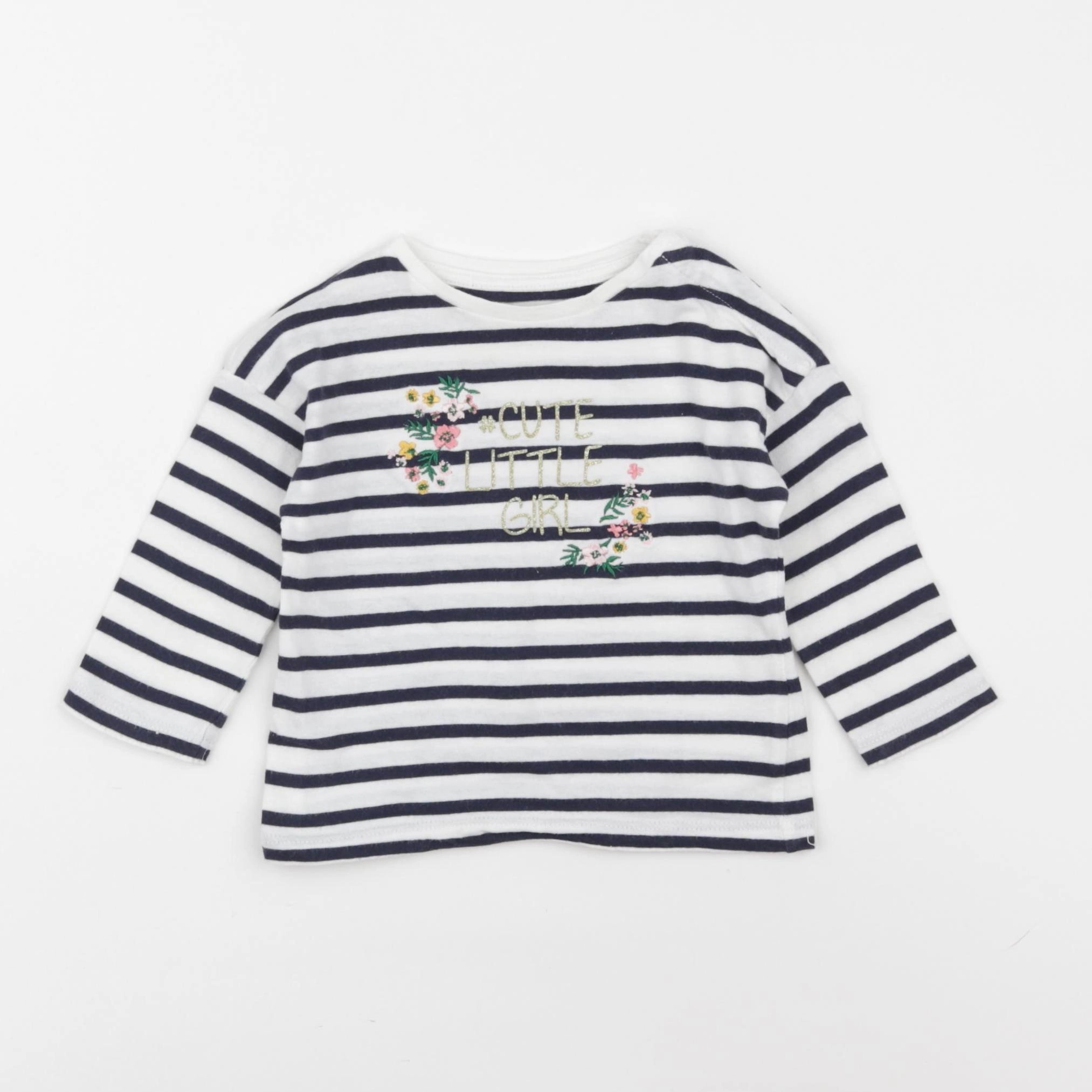 Vertbaudet - tee-shirt blanc, bleu - 6 mois