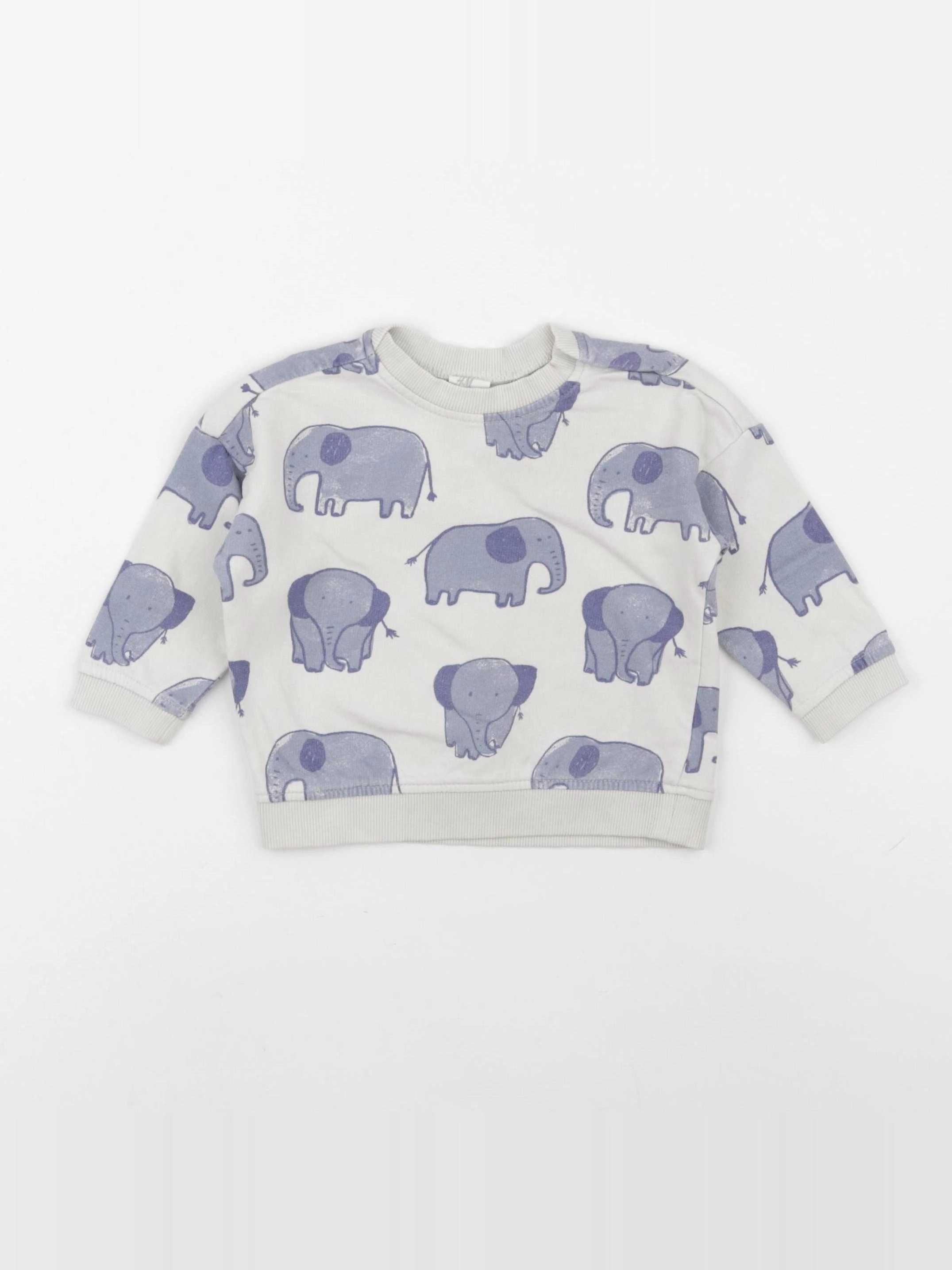 H&M - sweat beige, bleu - 3/6 mois