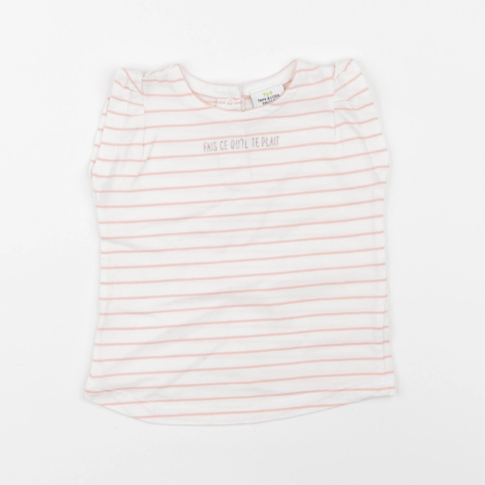 Tape à l'oeil - tee-shirt blanc, rose - 9 mois