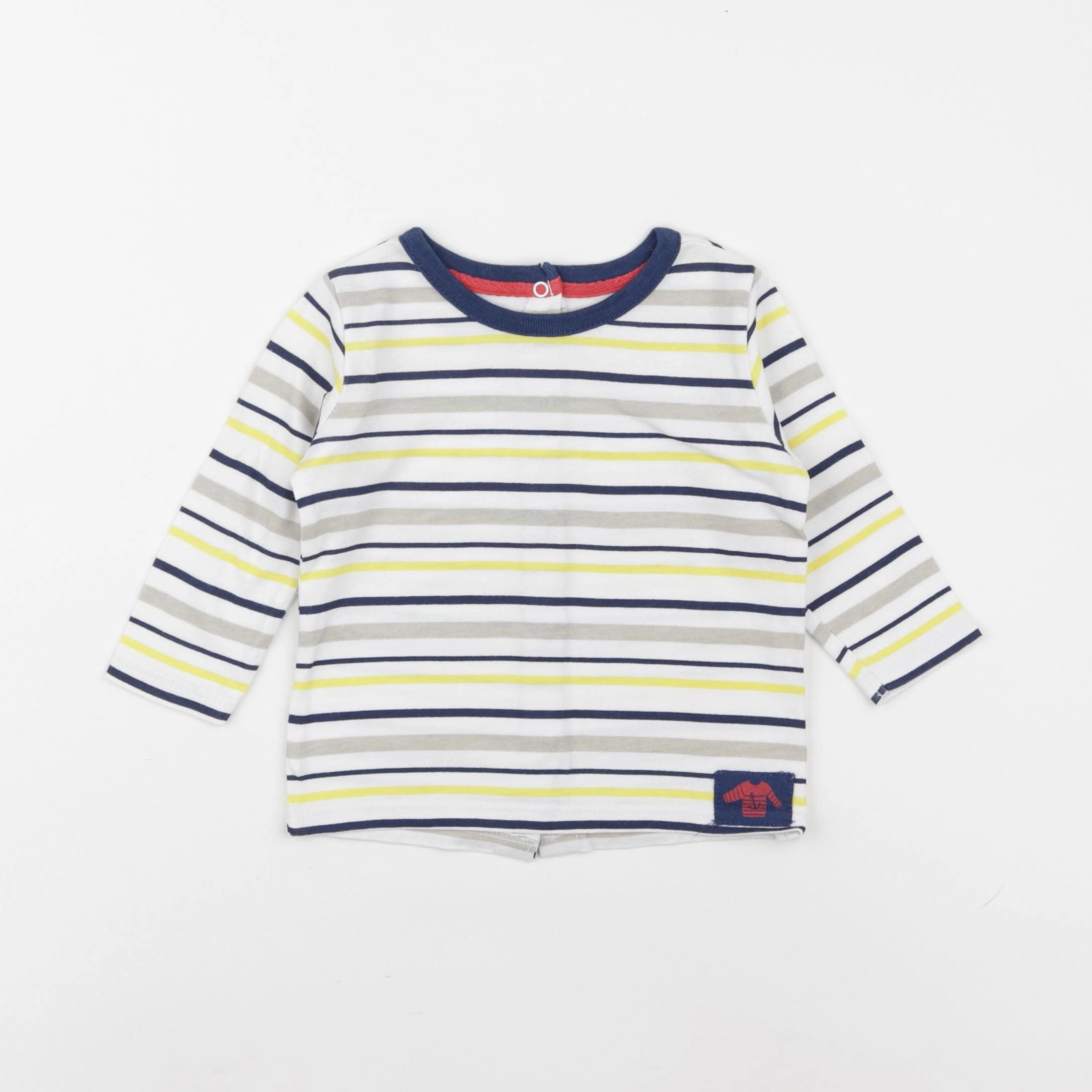Vertbaudet - tee-shirt blanc, jaune, bleu - 9 mois
