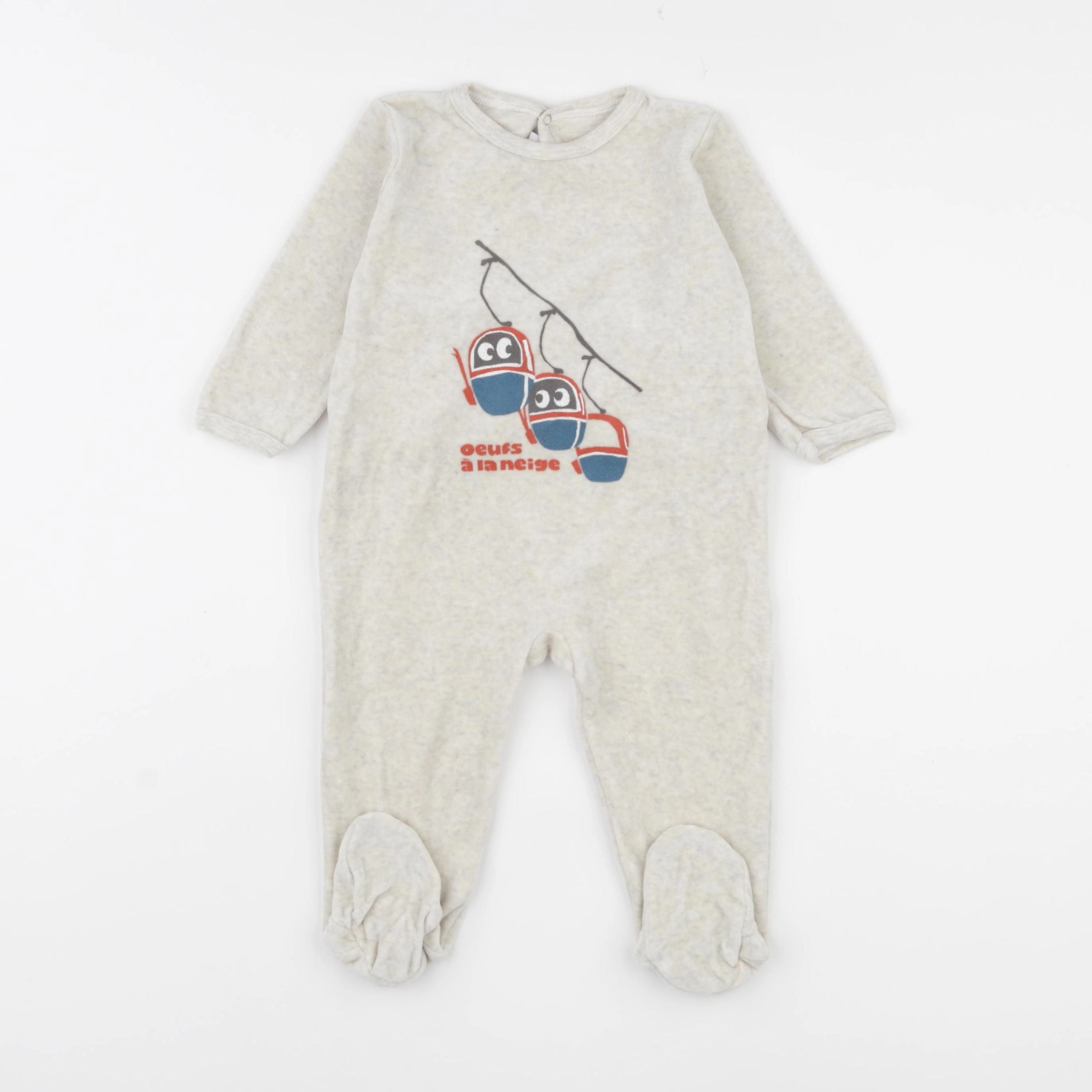 Petit Bateau - pyjama velours gris - 12 mois
