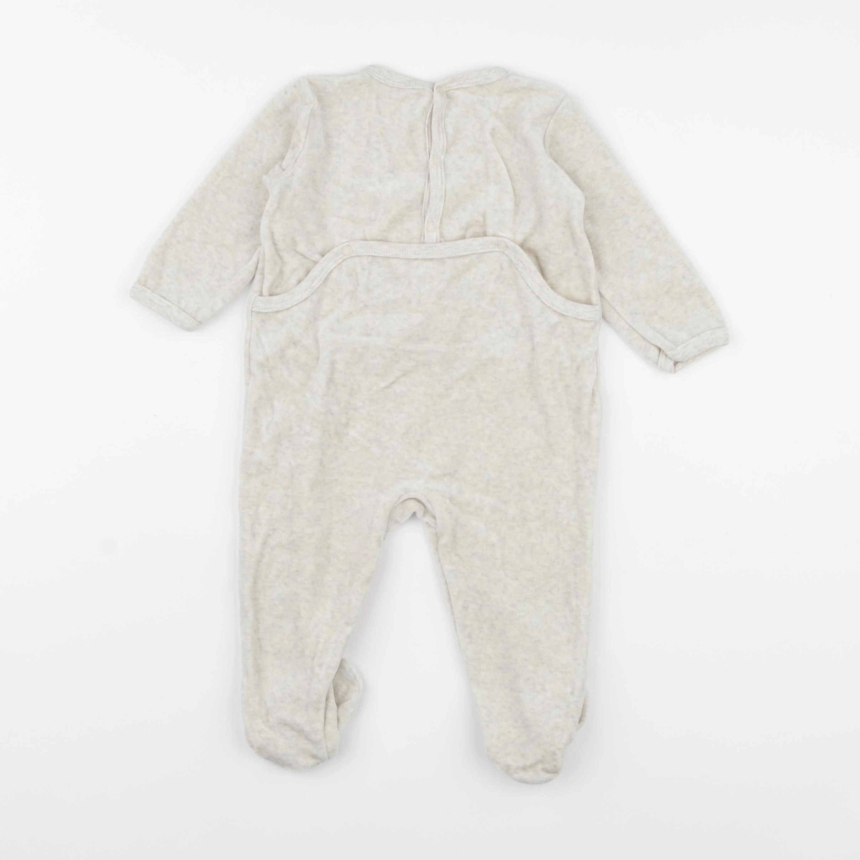 Petit Bateau - pyjama velours gris - 12 mois
