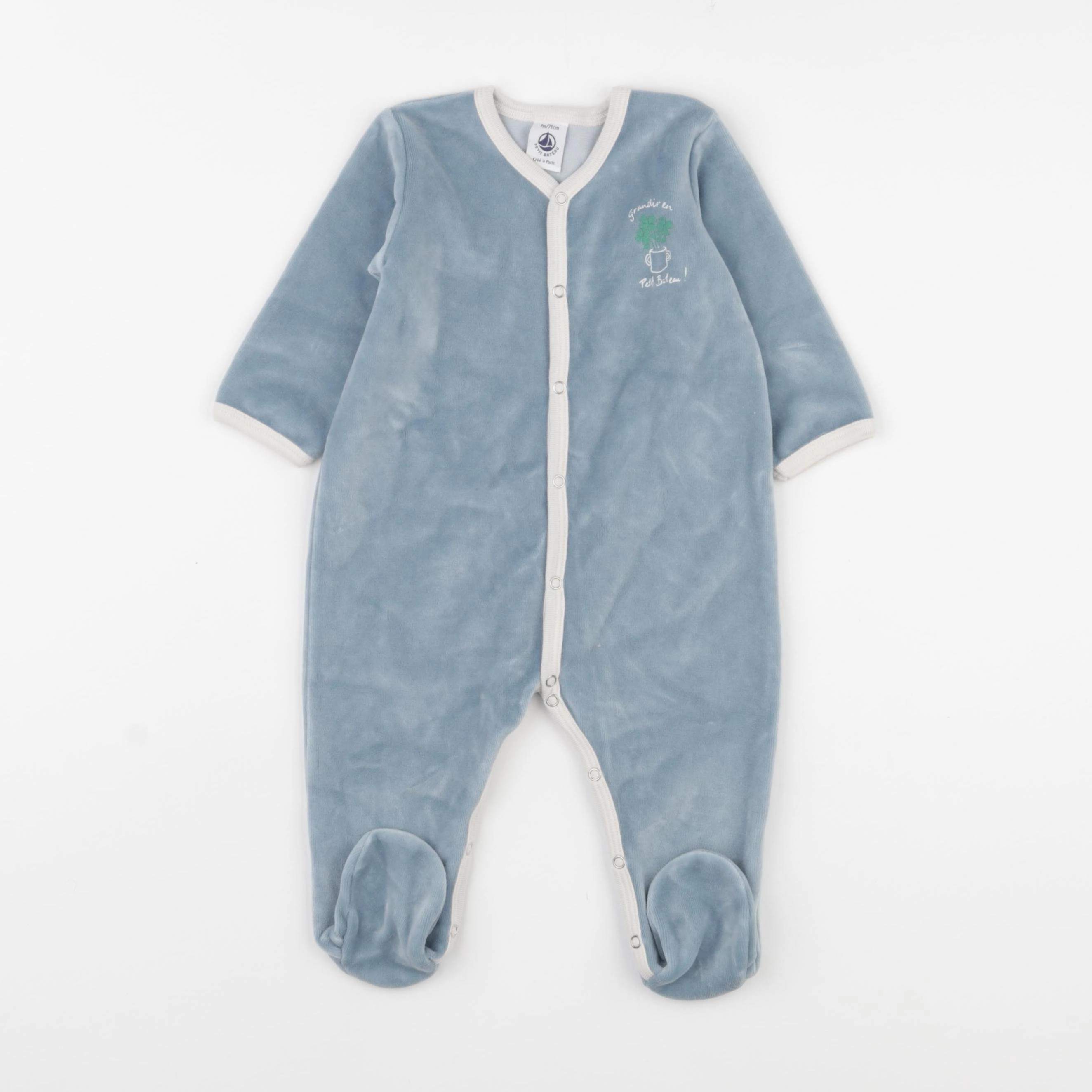 Petit Bateau - pyjama velours bleu - 9 mois