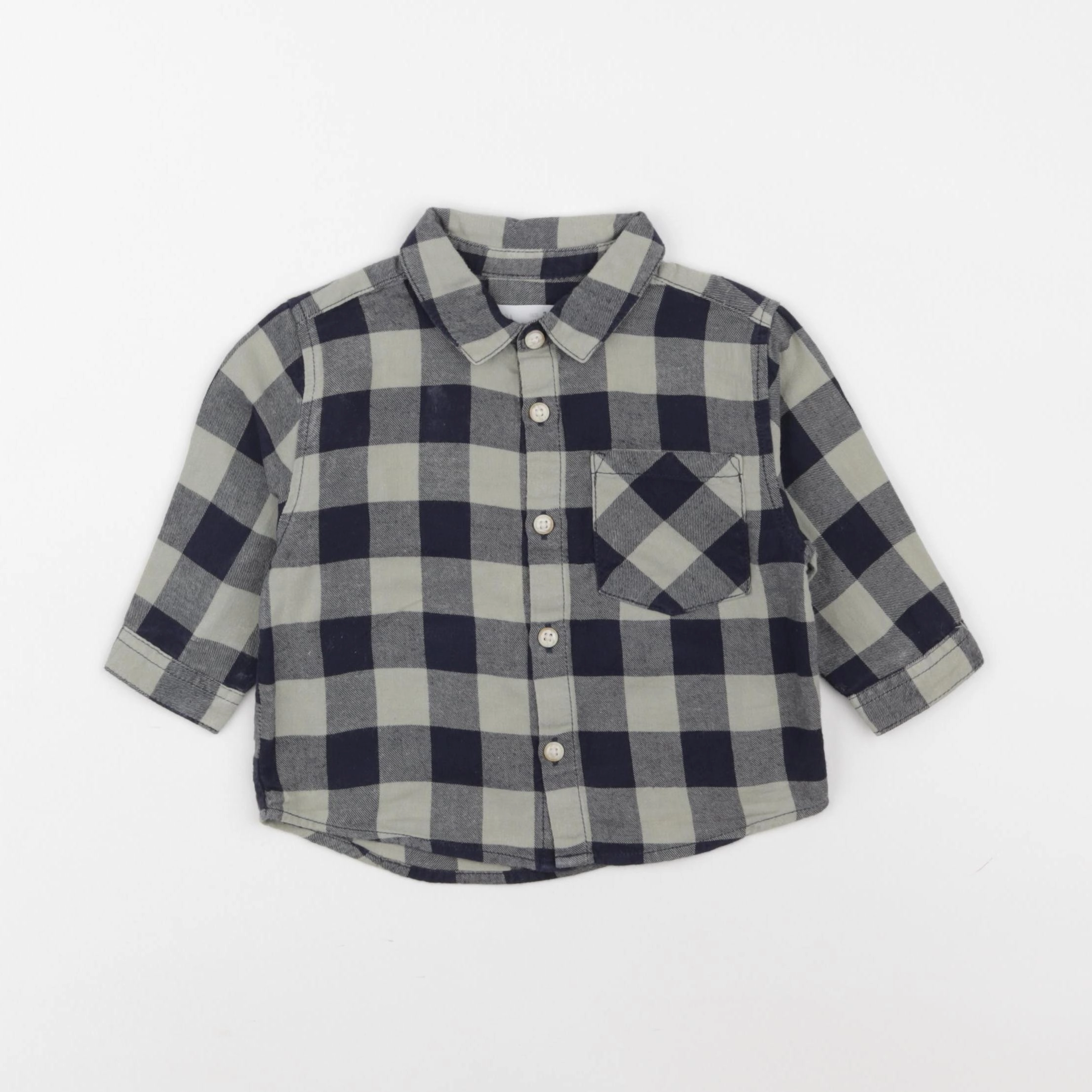 Zara - chemise bleu, gris - 3/6 mois