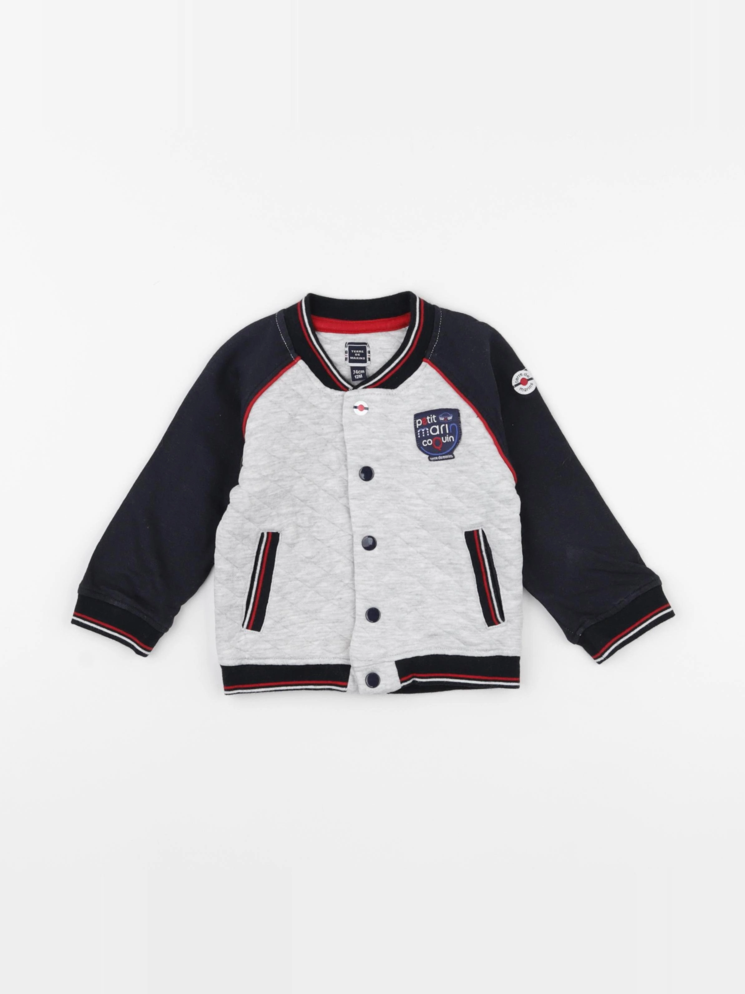 Terre de marins - sweat bleu, gris - 12 mois
