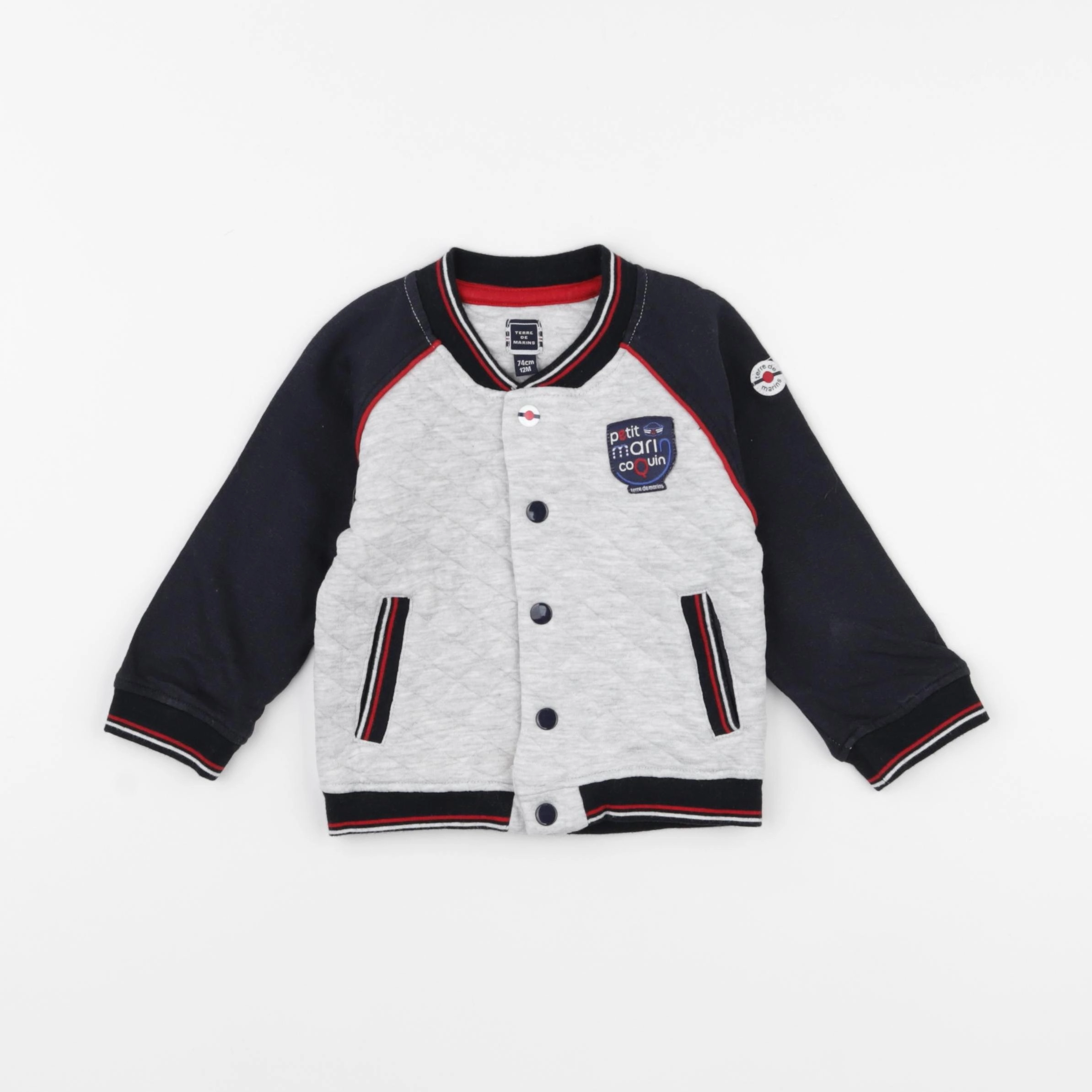 Terre de marins - sweat bleu, gris - 12 mois