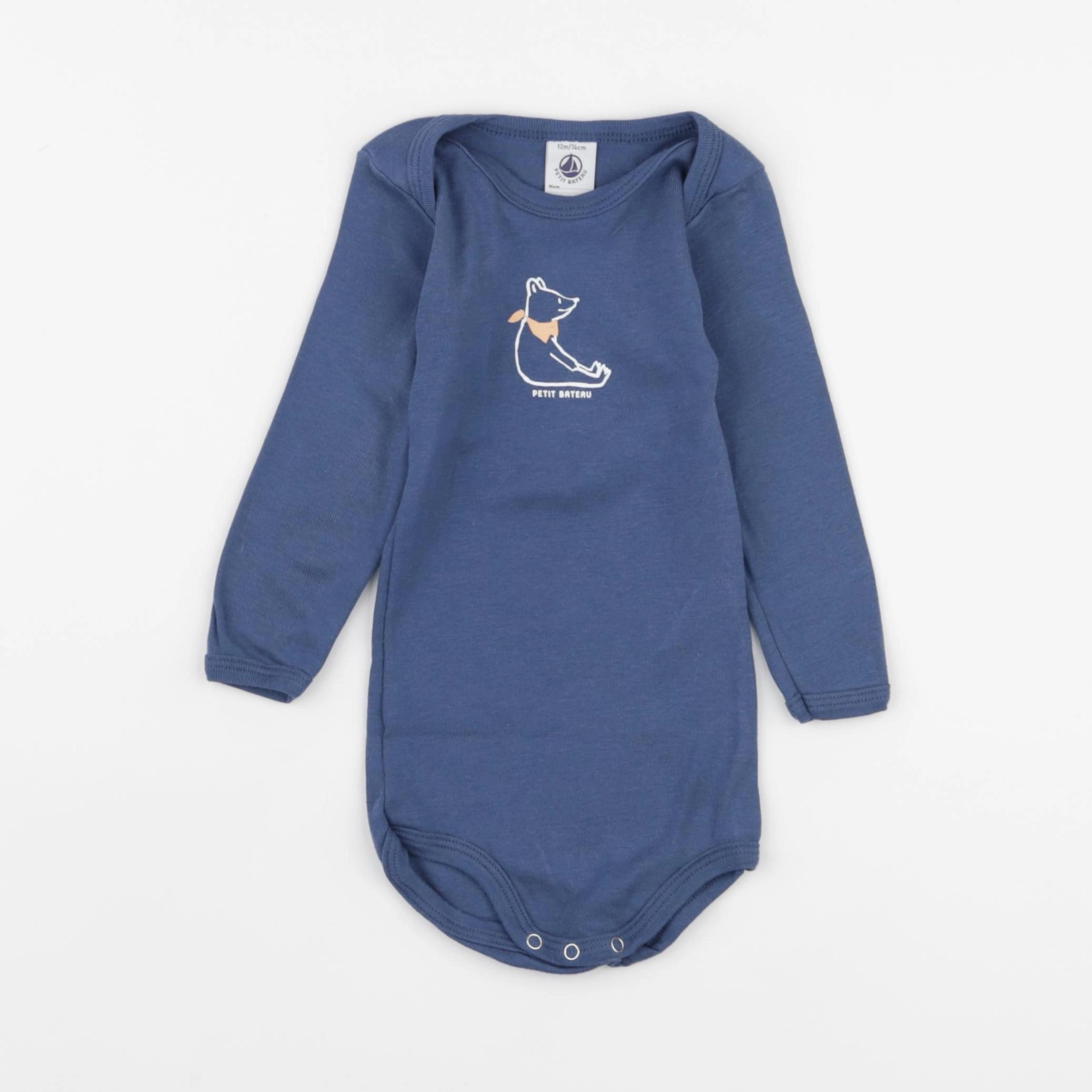 Petit Bateau - body bleu - 12 mois