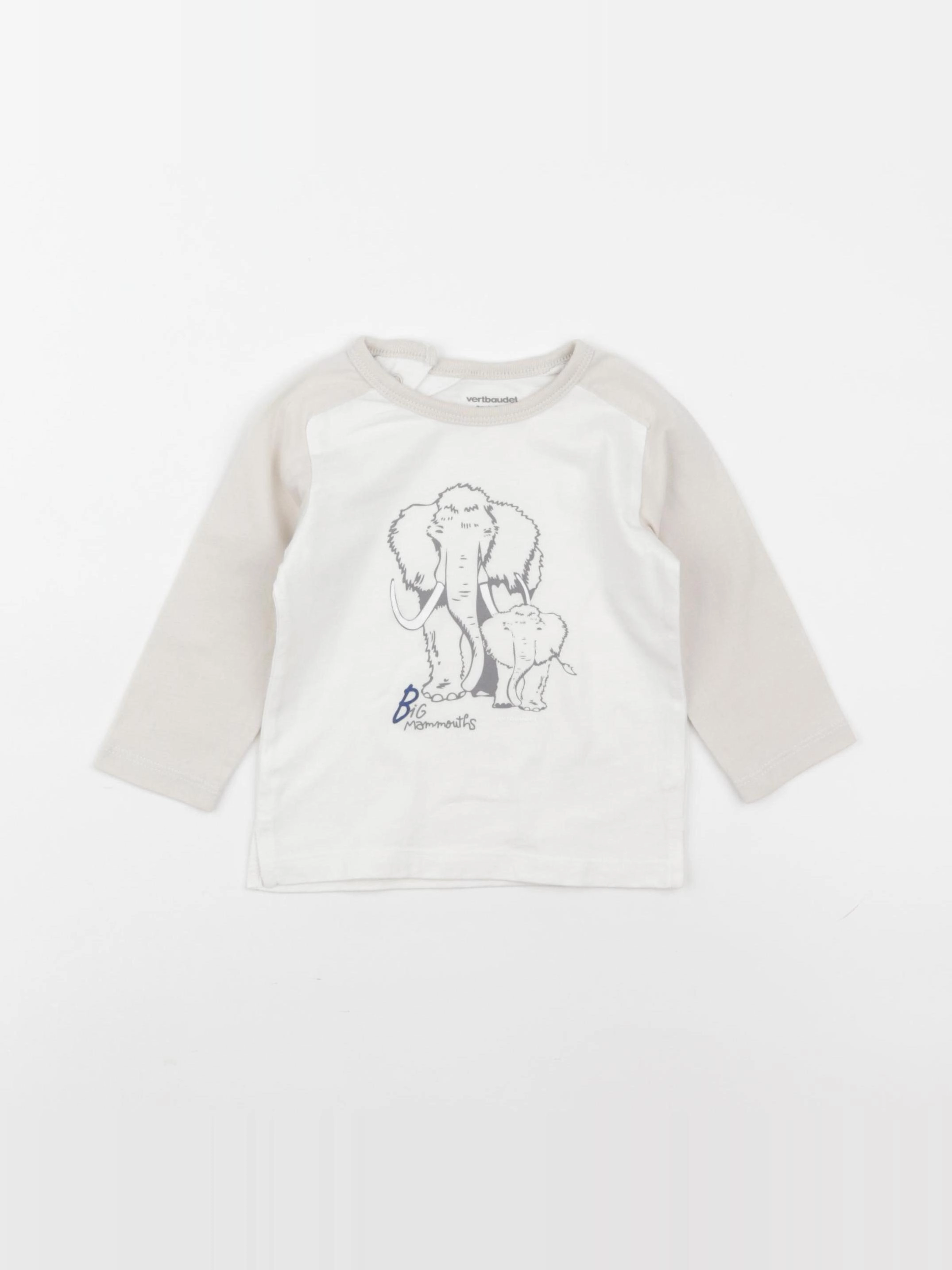Vertbaudet - tee-shirt blanc, beige - 9 mois