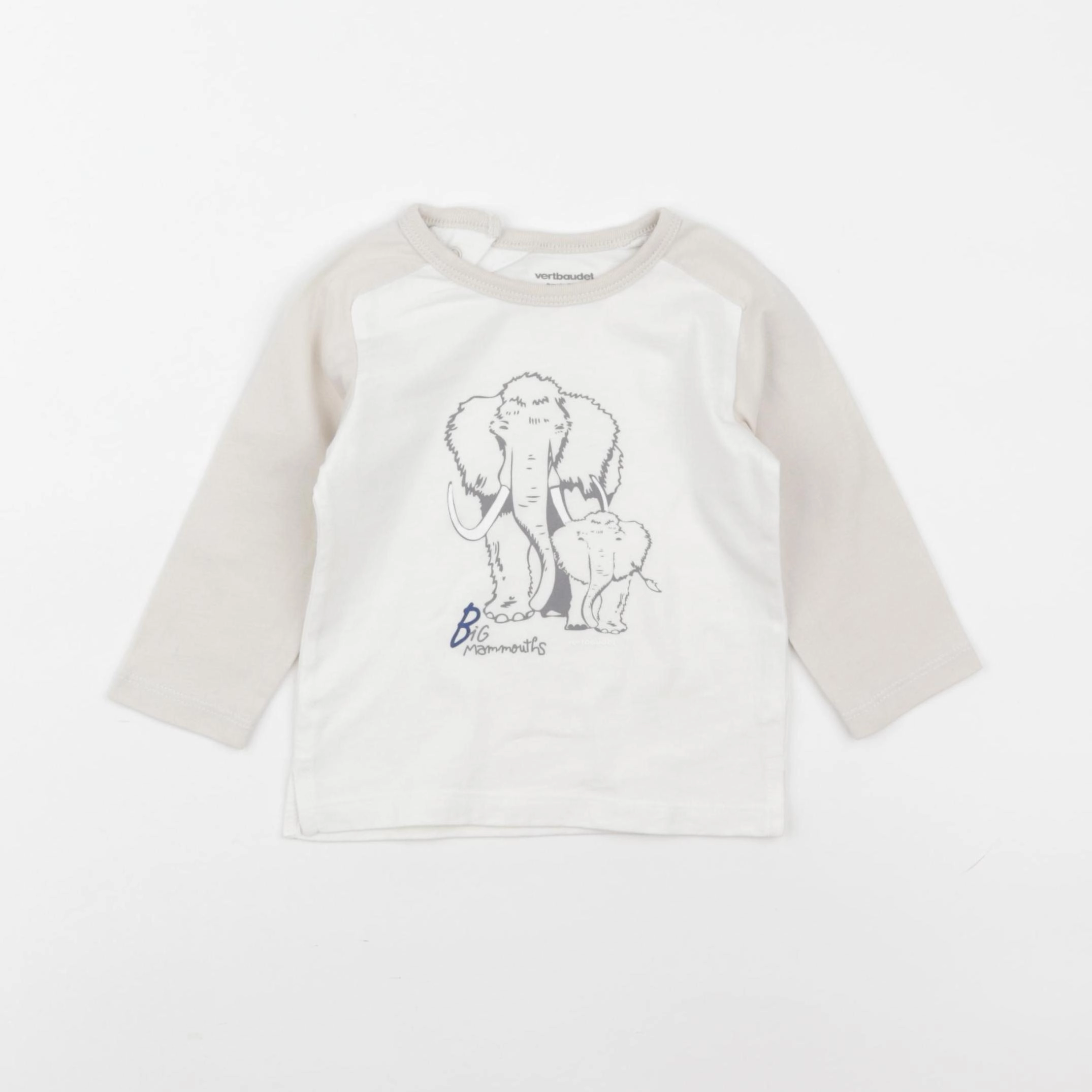 Vertbaudet - tee-shirt blanc, beige - 9 mois