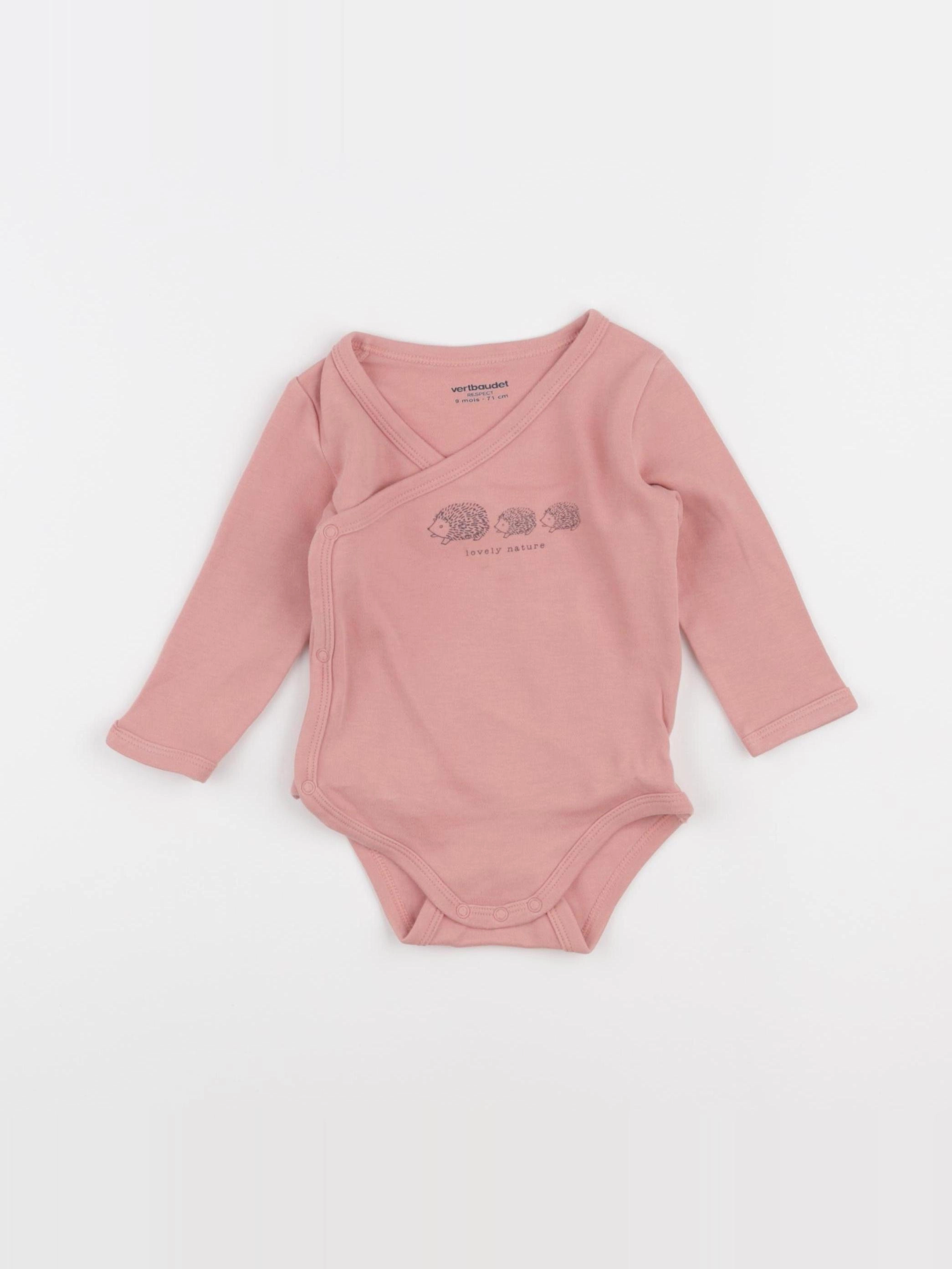 Vertbaudet - body rose - 9 mois