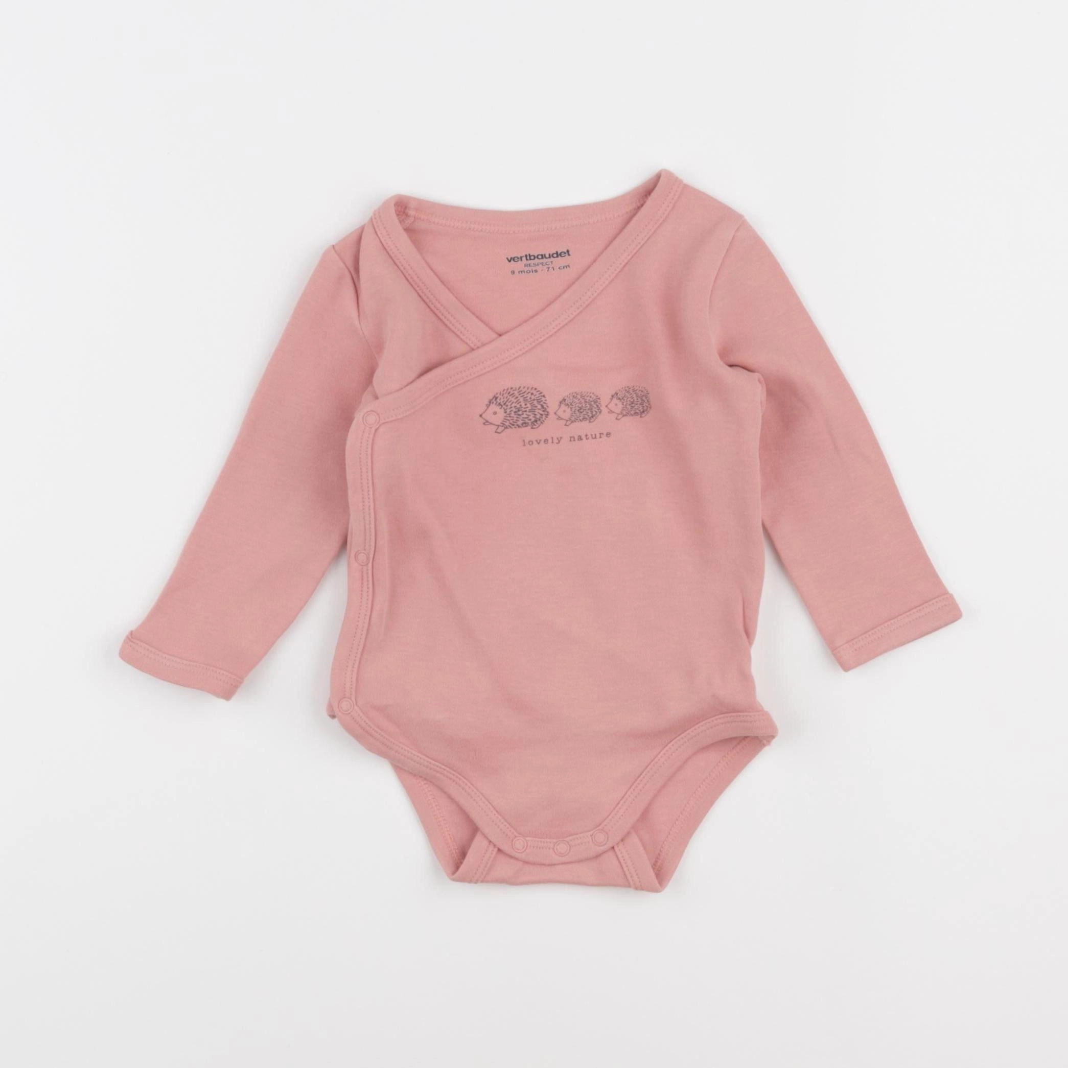 Vertbaudet - body rose - 9 mois