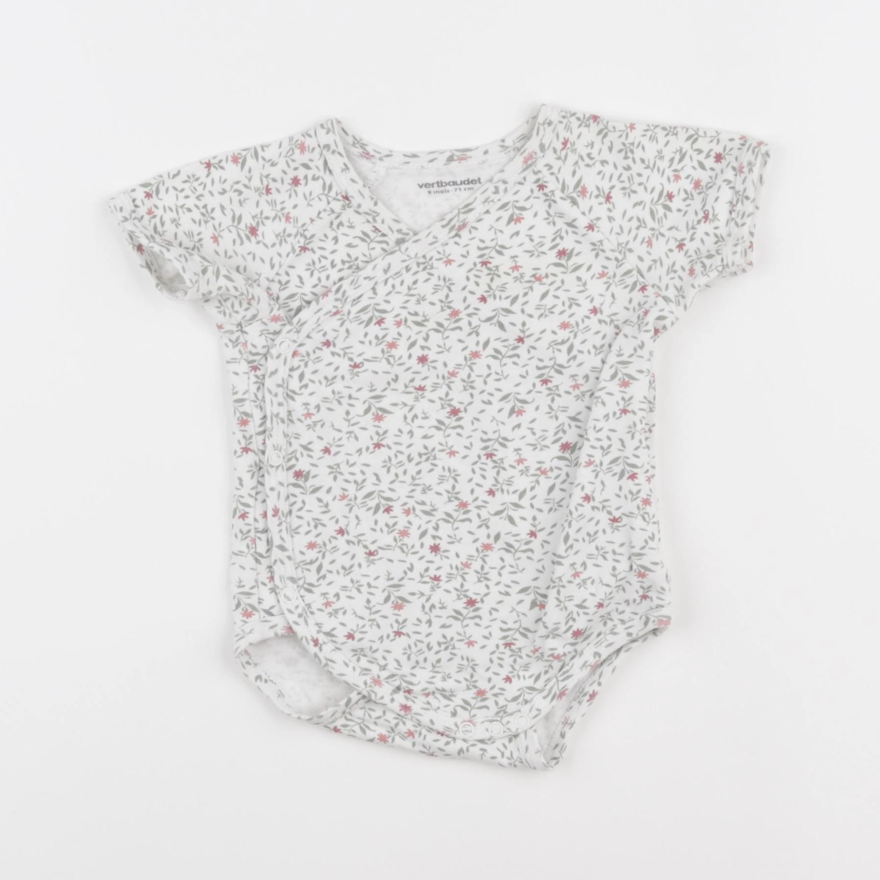 Vertbaudet - body blanc, vert - 9 mois