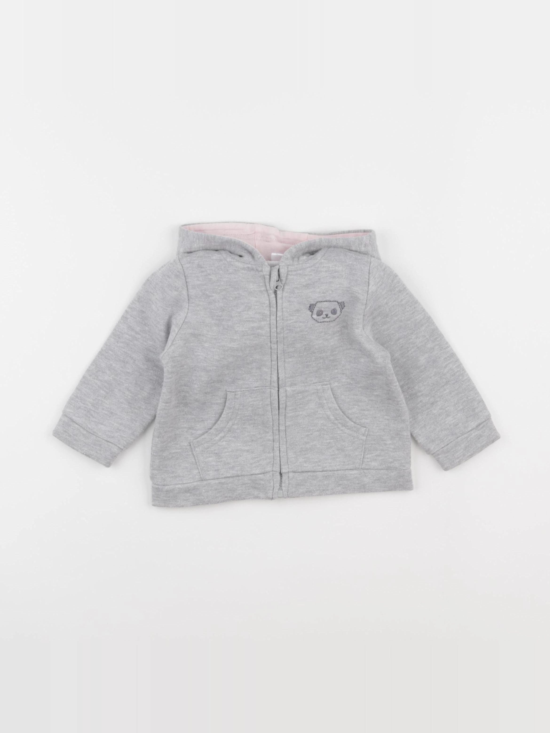 Vertbaudet - sweat gris, argent - 9 mois