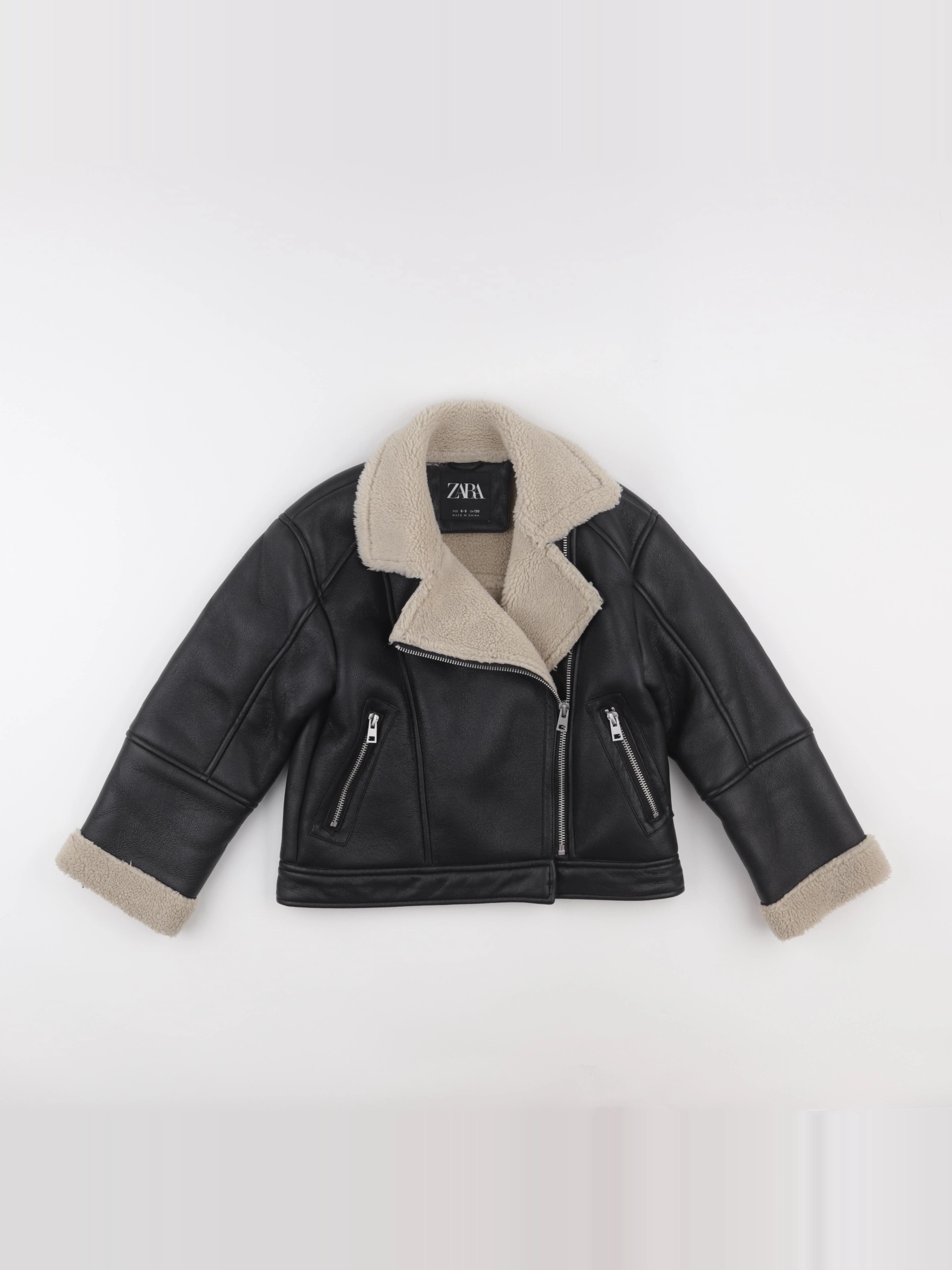 Zara - veste simili cuir noir - 8/9 ans