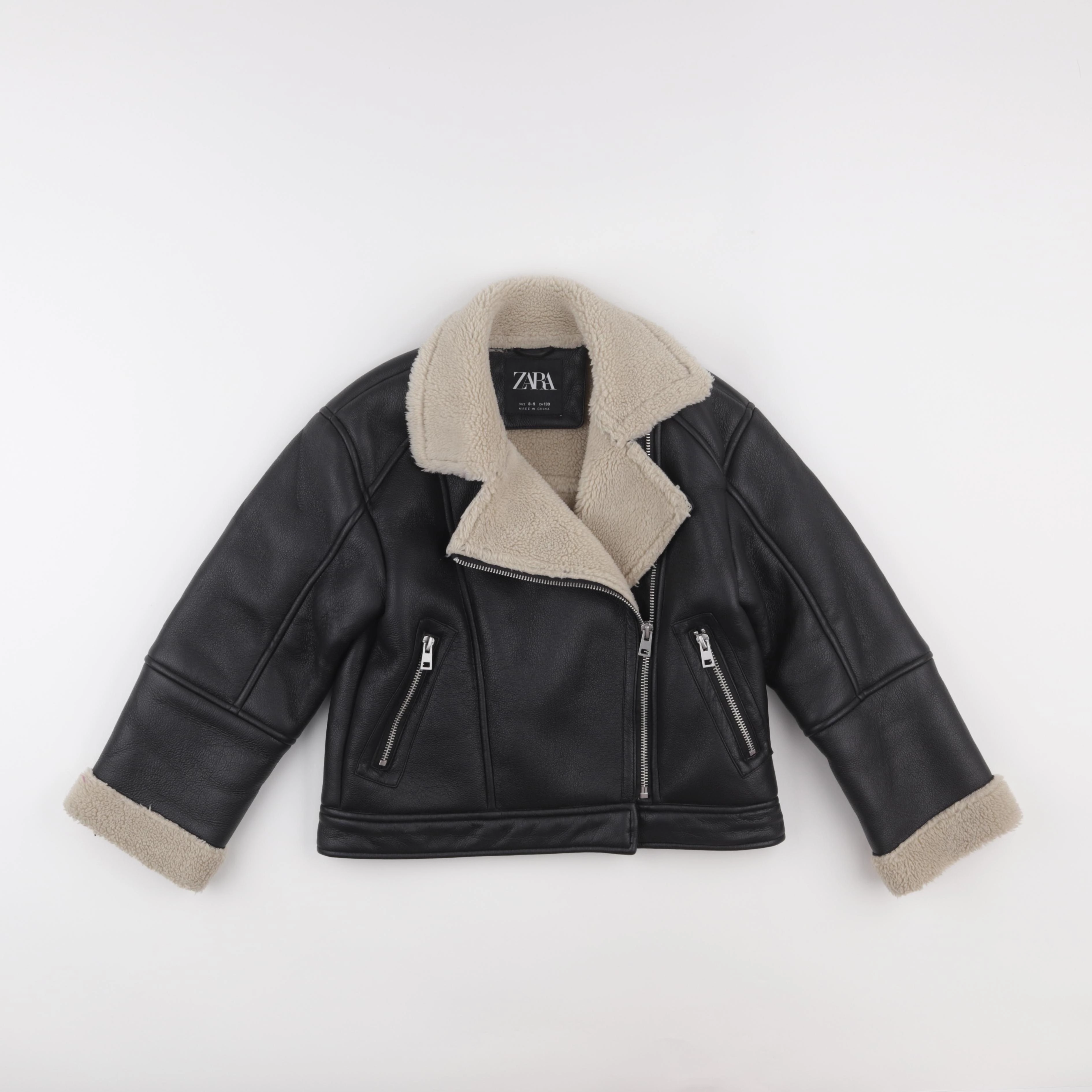 Zara - veste simili cuir noir - 8/9 ans