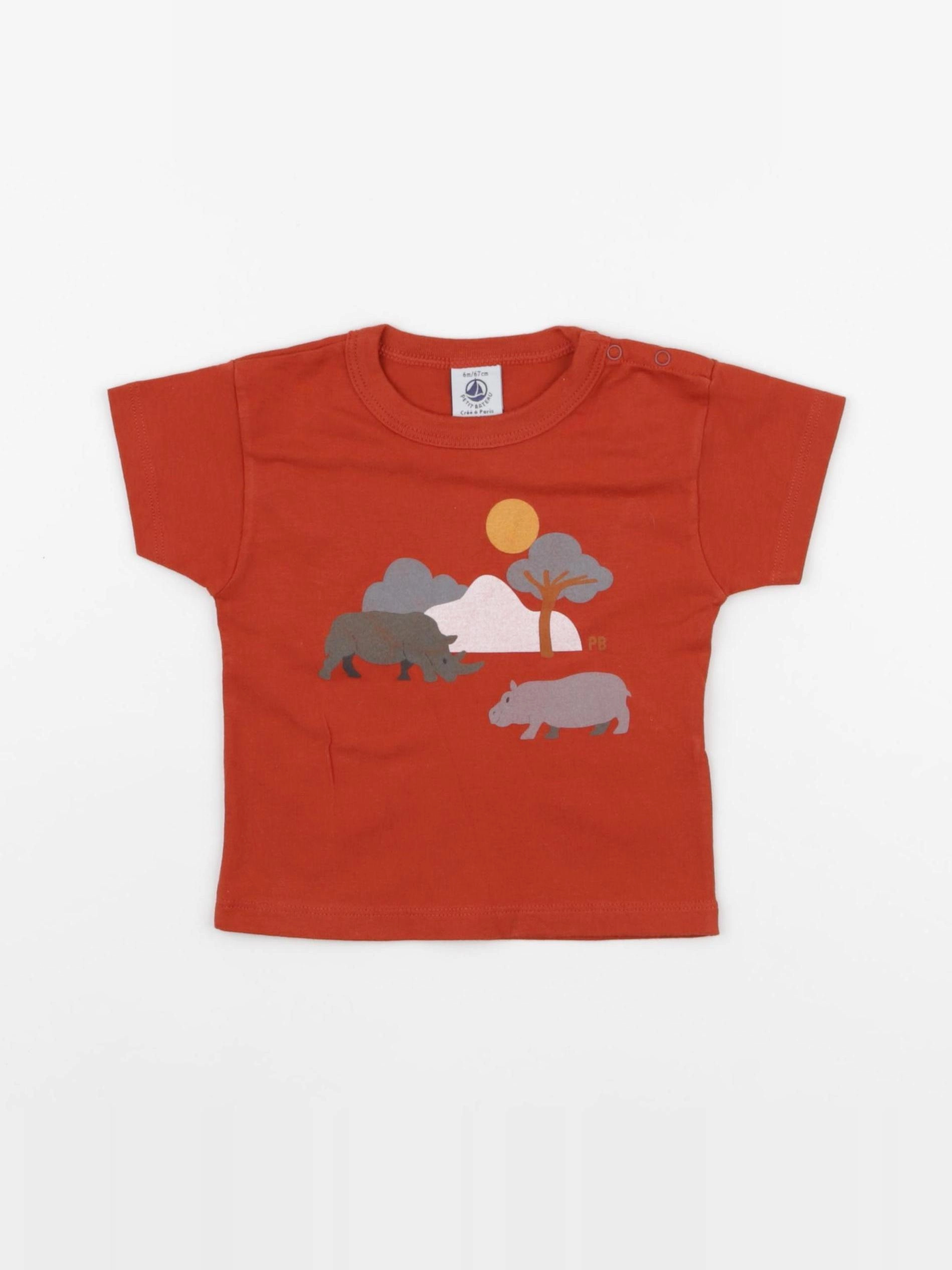 Petit Bateau - tee-shirt orange - 6 mois