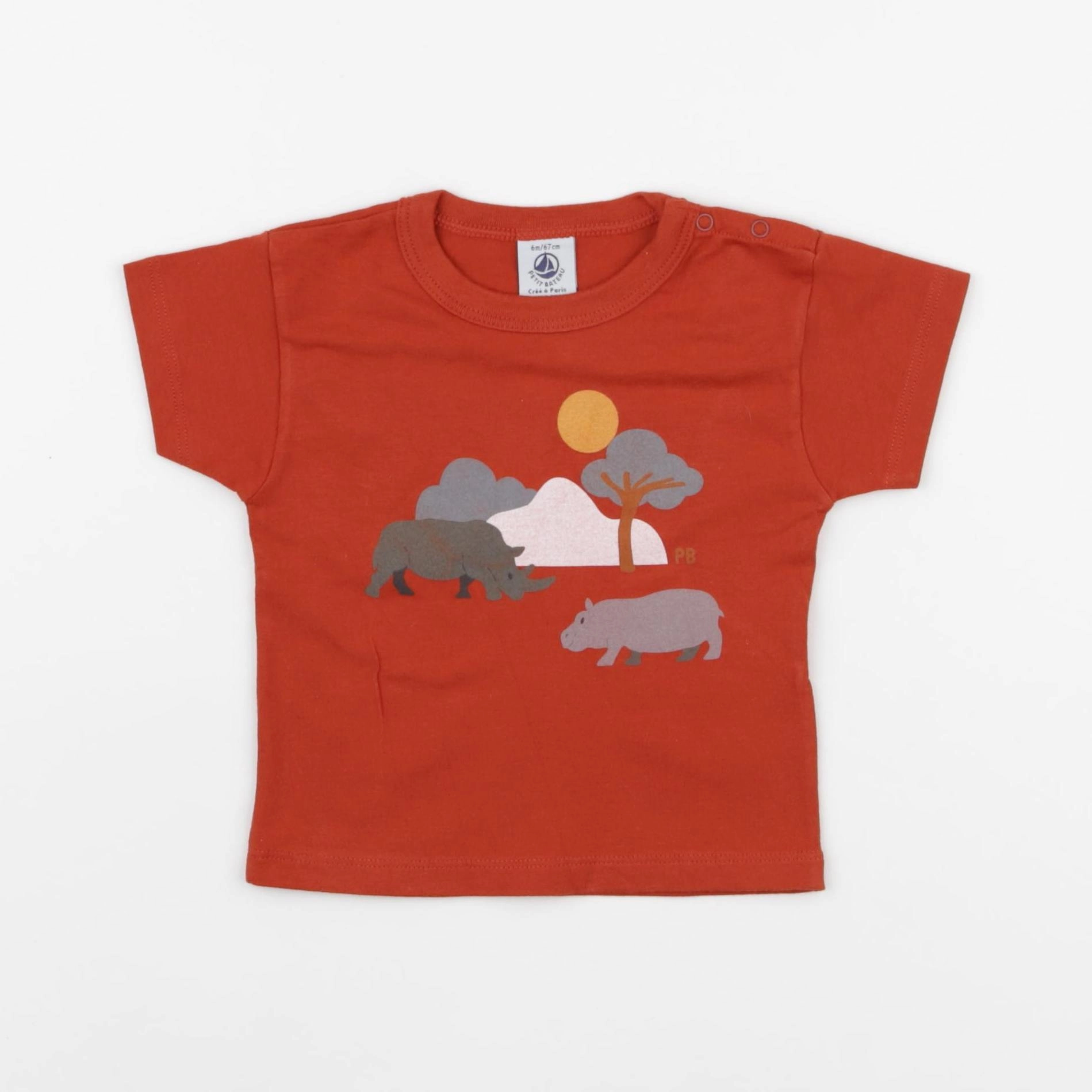 Petit Bateau - tee-shirt orange - 6 mois
