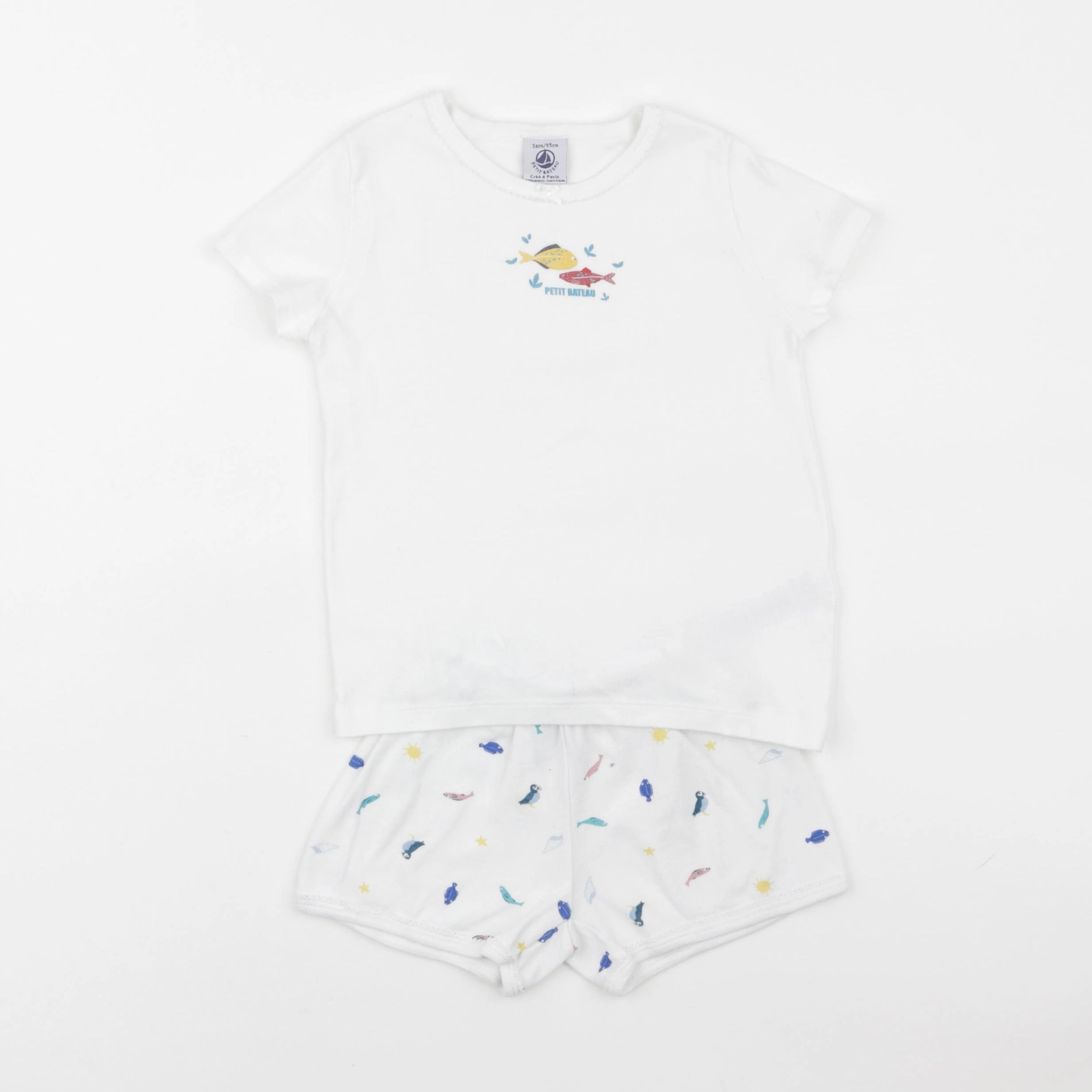 Petit Bateau - pyjama coton blanc - 3 ans