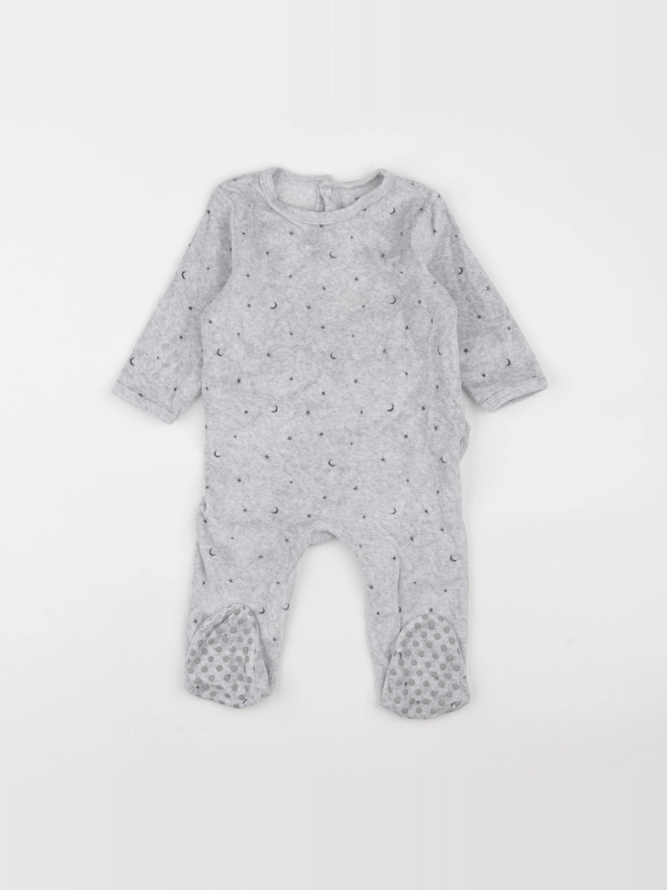 Vertbaudet - pyjama velours gris - 9 mois