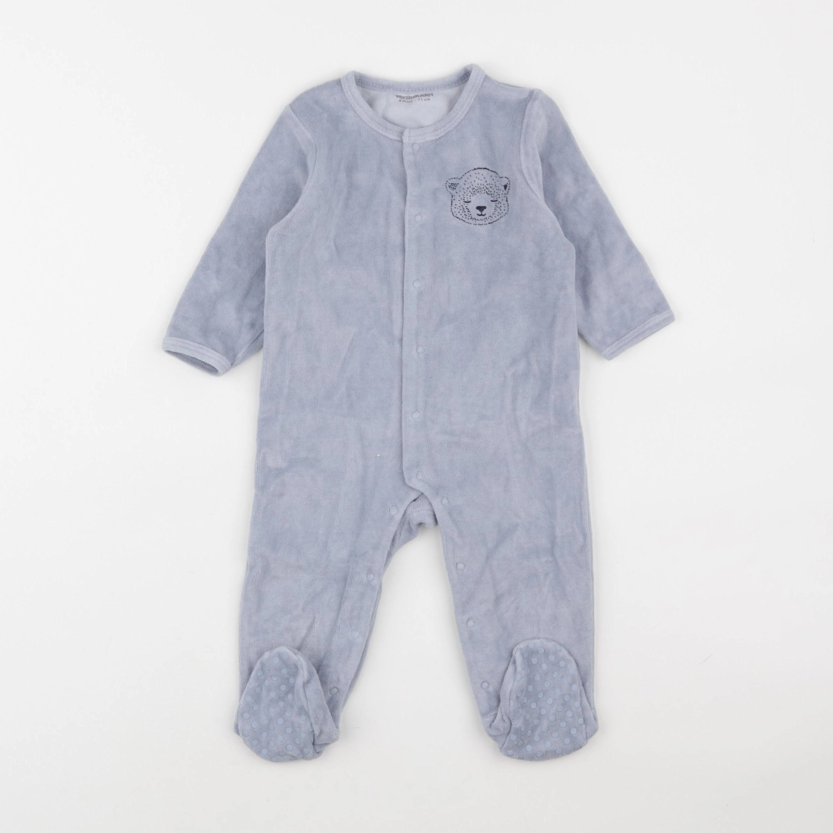Vertbaudet - pyjama velours bleu - 9 mois