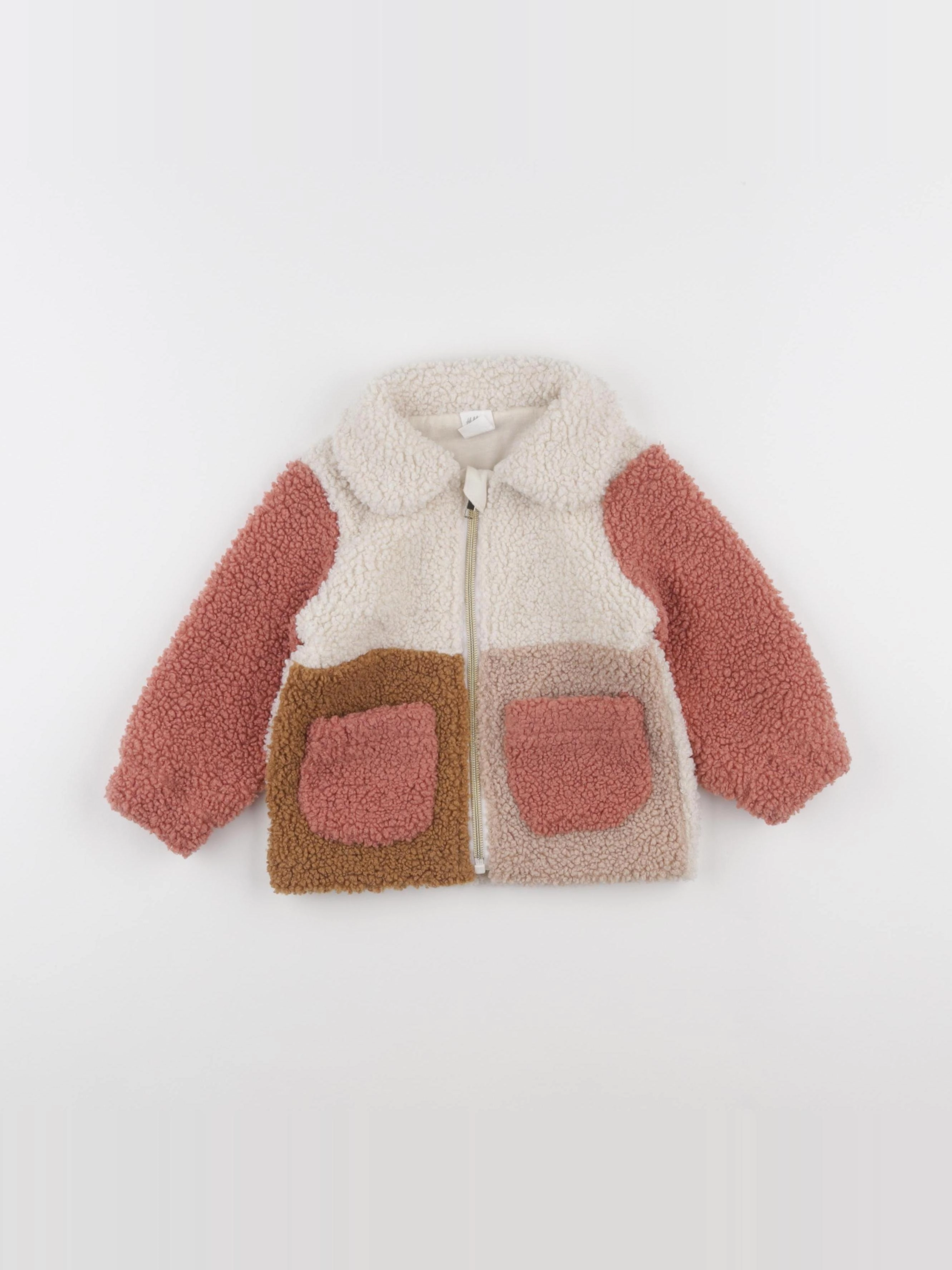 H&M - veste beige, rose - 9/12 mois
