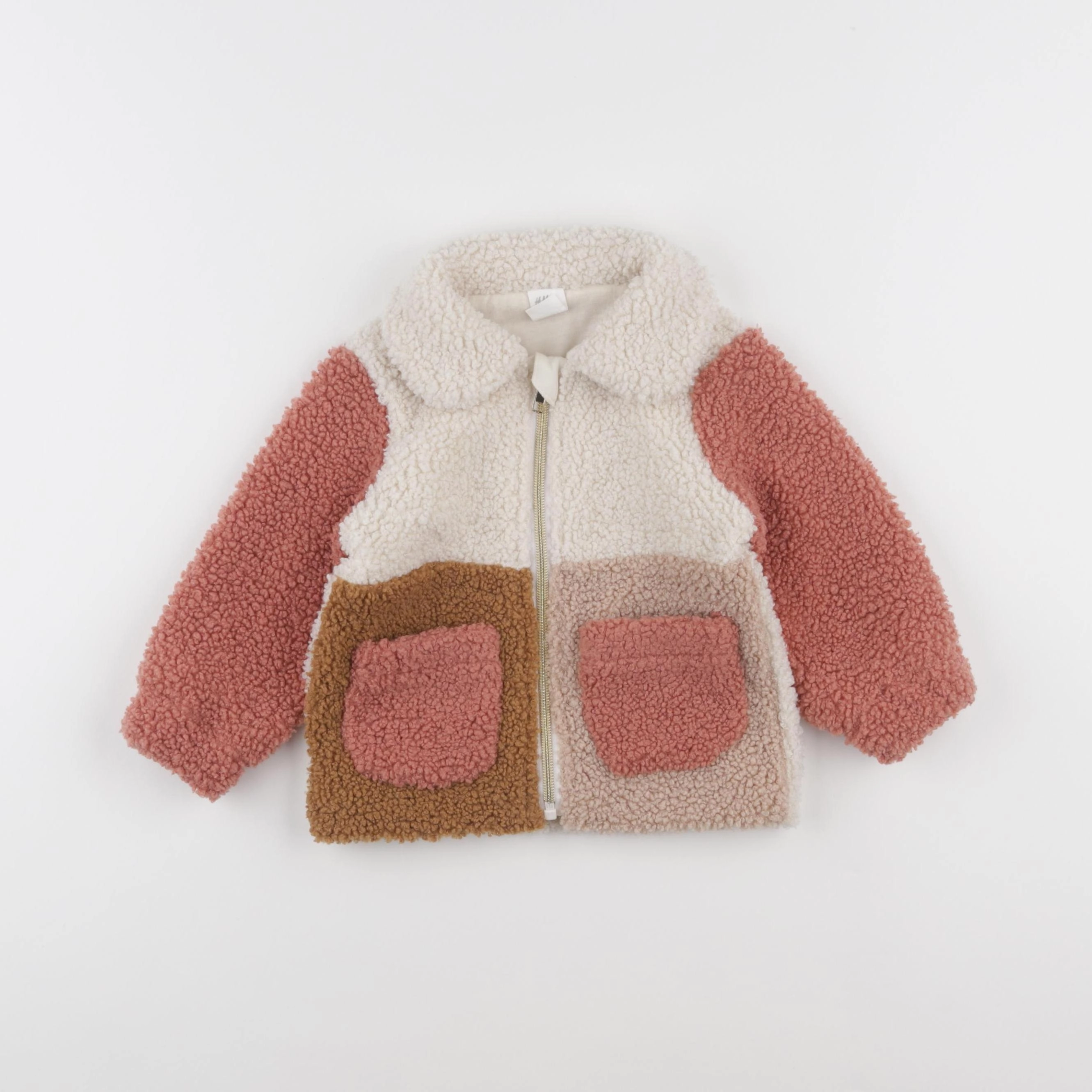 H&M - veste beige, rose - 9/12 mois