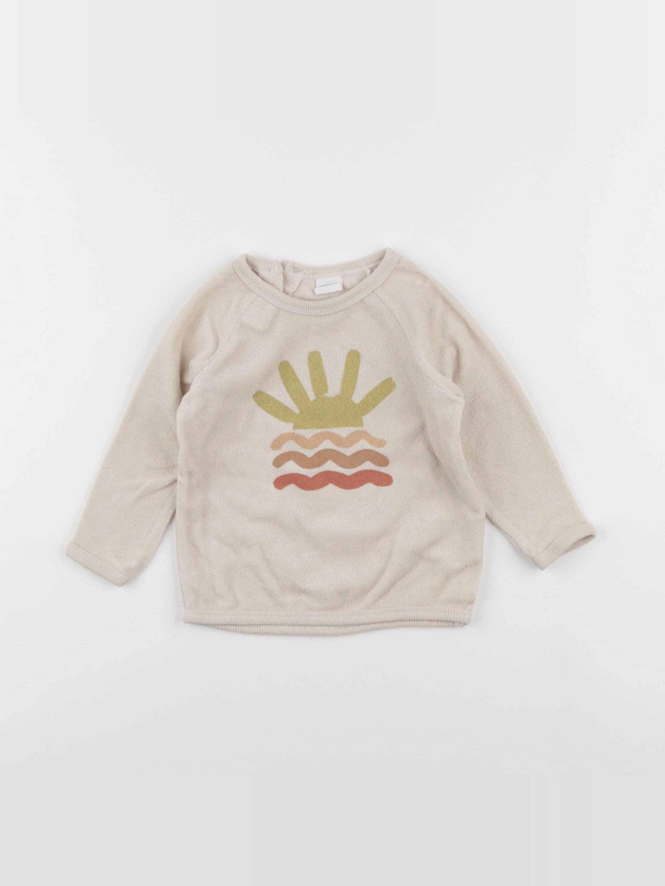 H&M - sweat beige - 6/9 mois