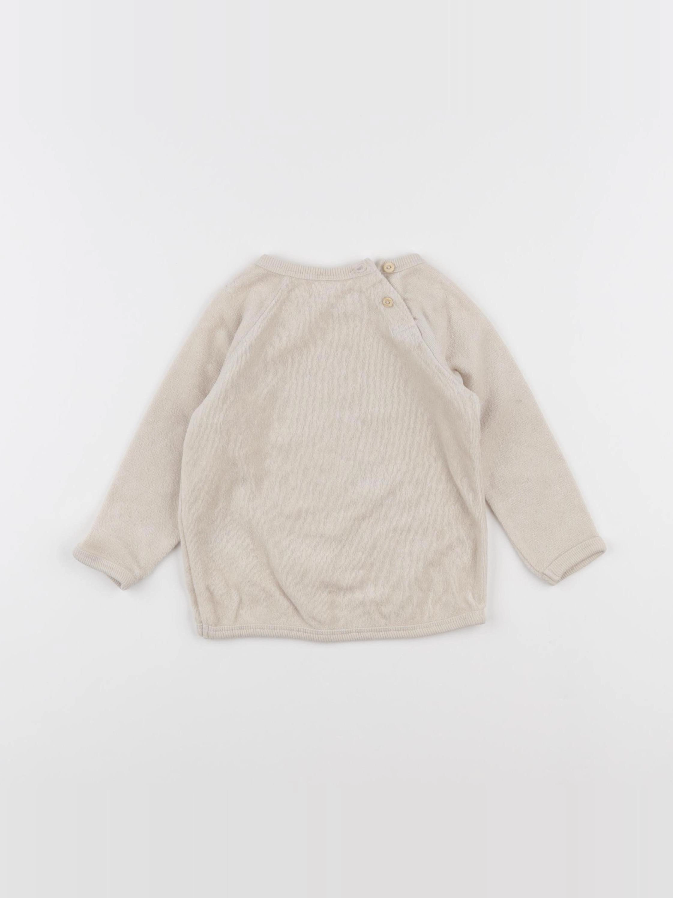 H&M - sweat beige - 6/9 mois