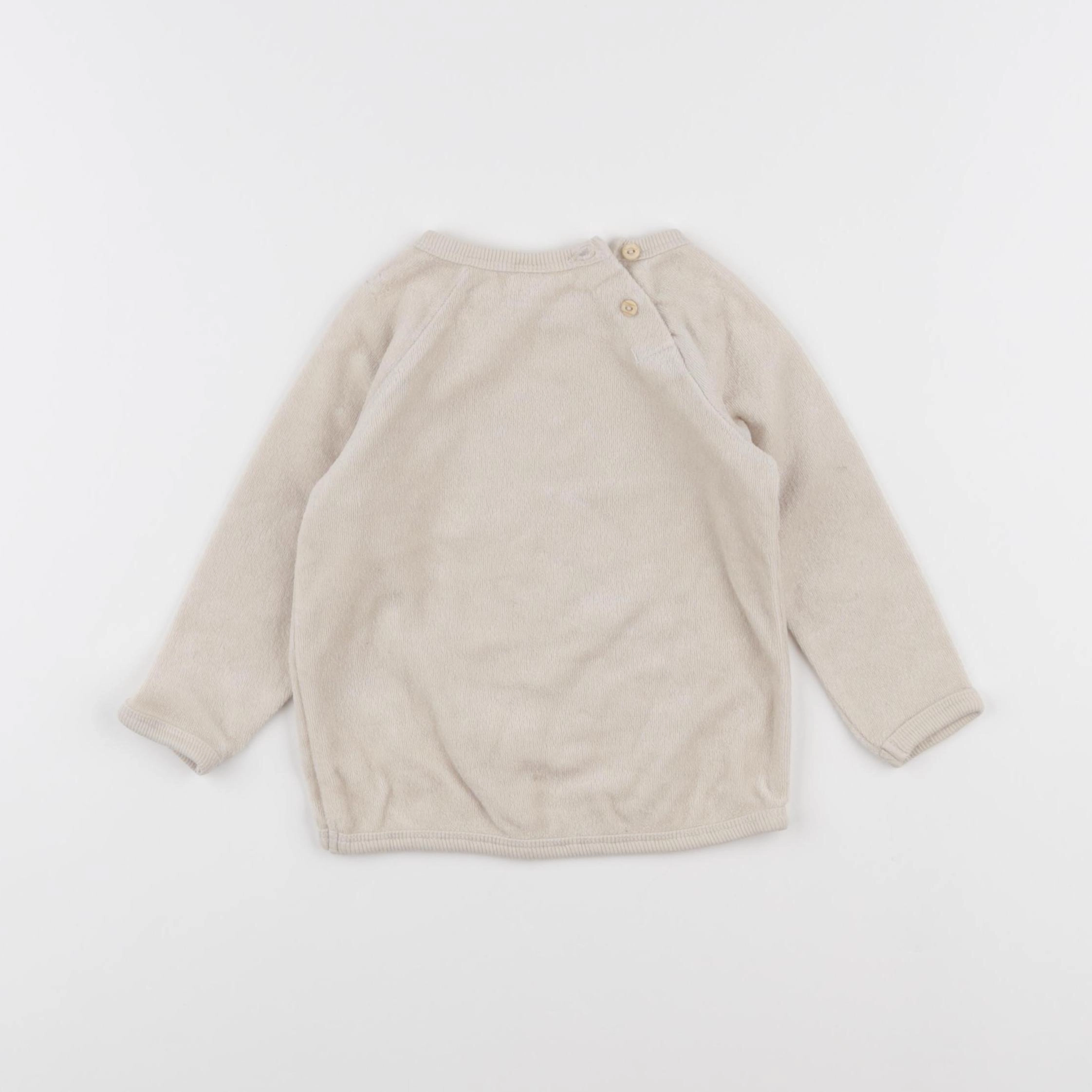 H&M - sweat beige - 6/9 mois