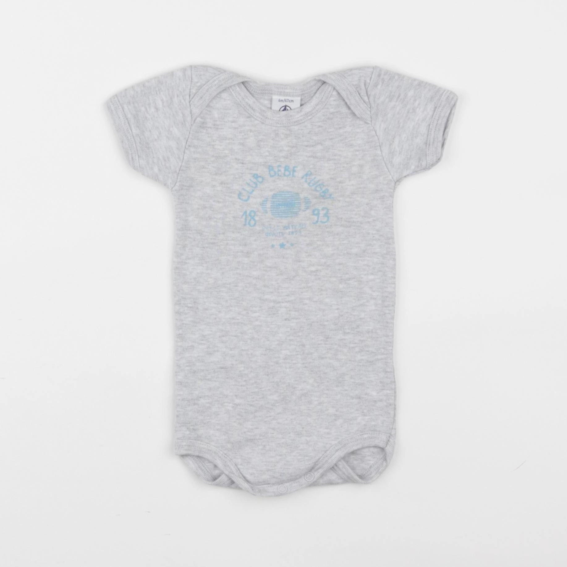 Petit Bateau - body gris - 6 mois