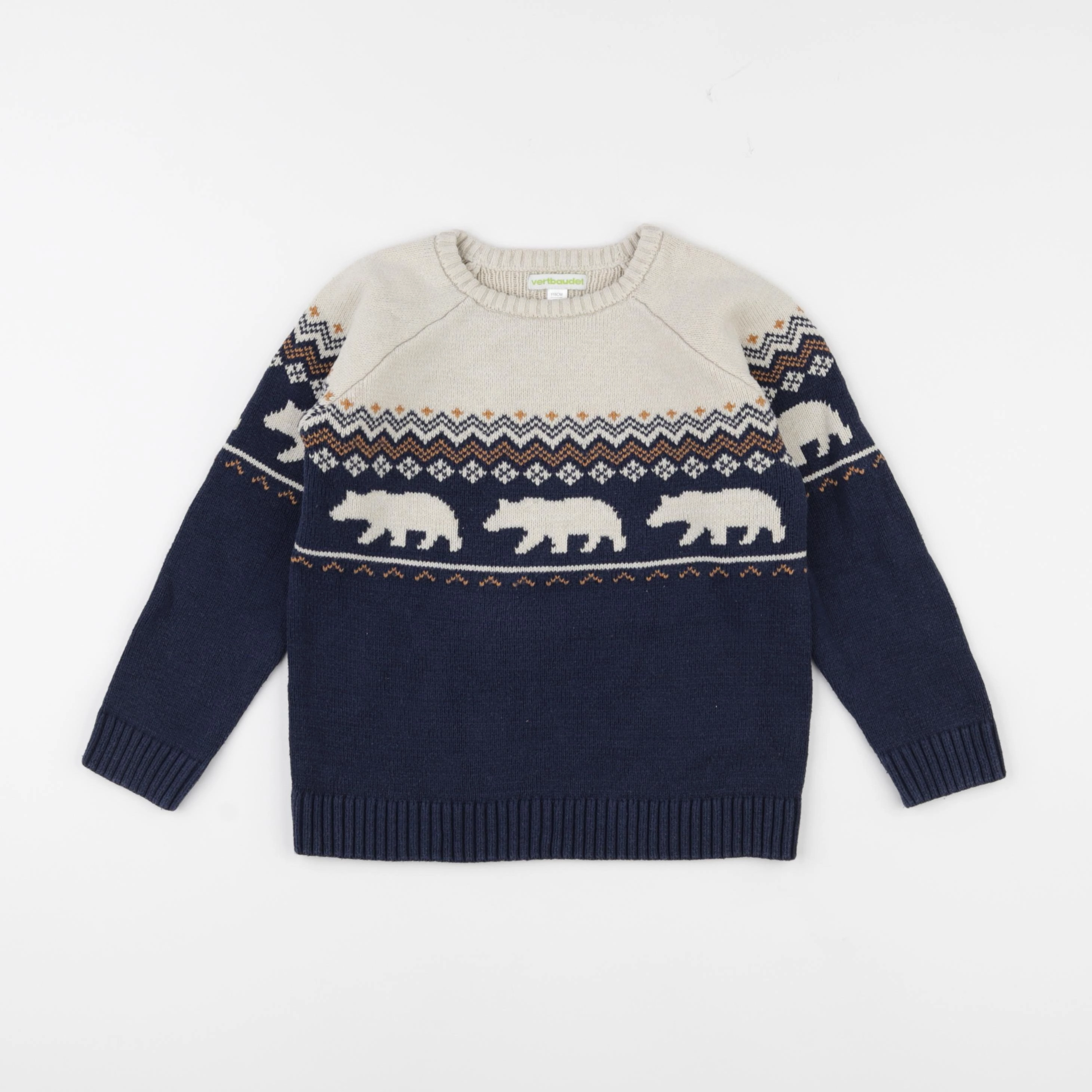 Vertbaudet - pull blanc, bleu - 6 ans