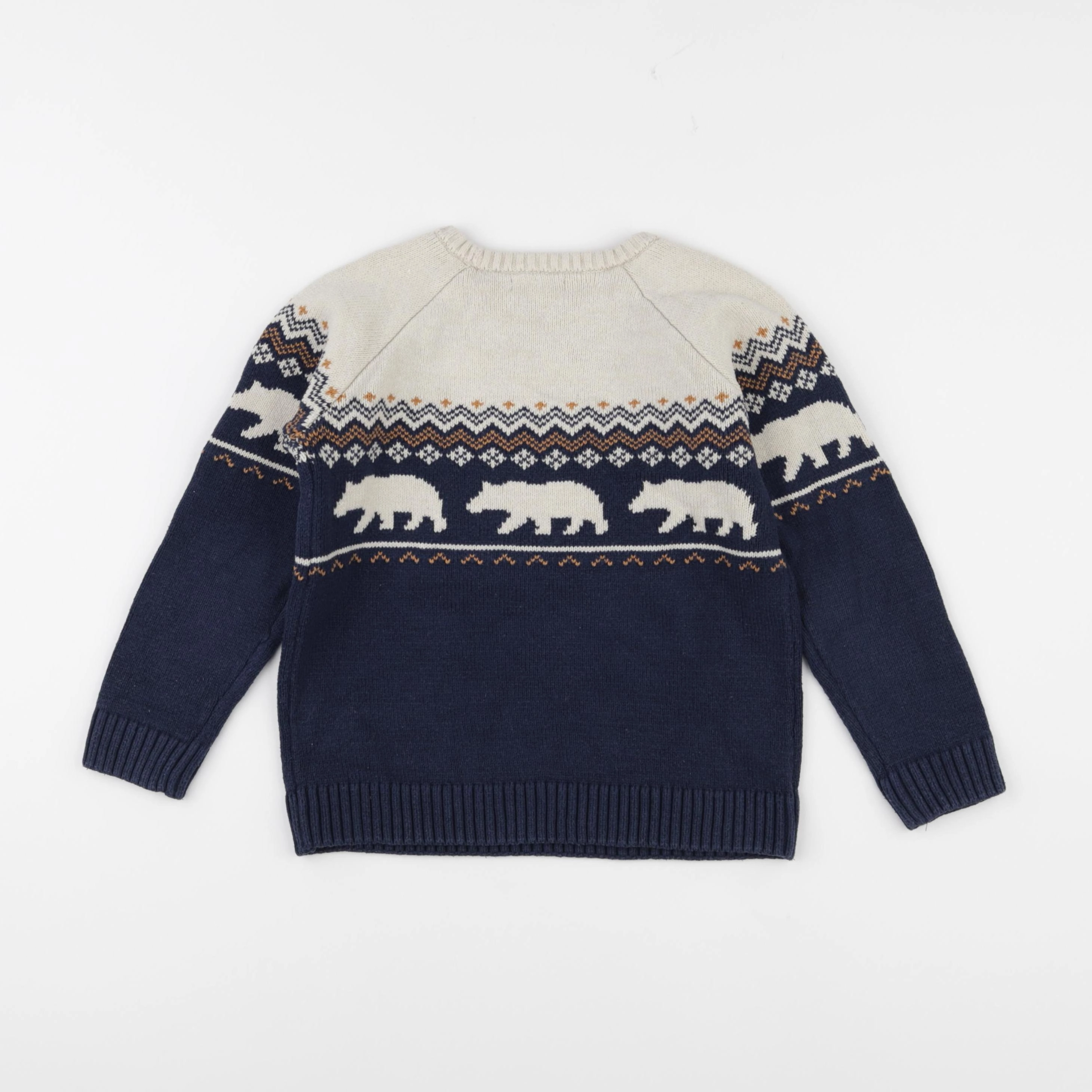 Vertbaudet - pull blanc, bleu - 6 ans