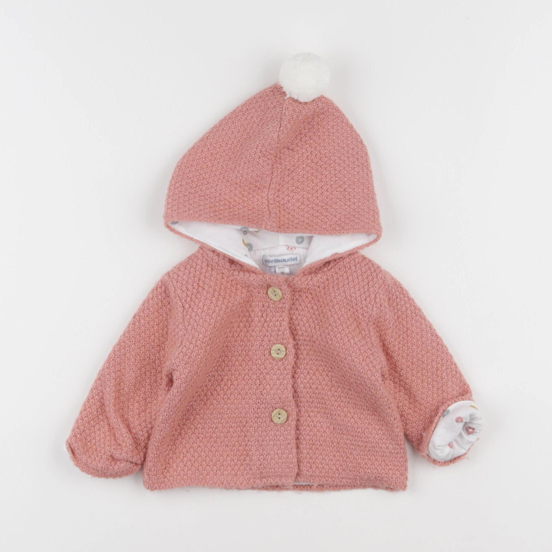 Vertbaudet - veste rose - 3 mois