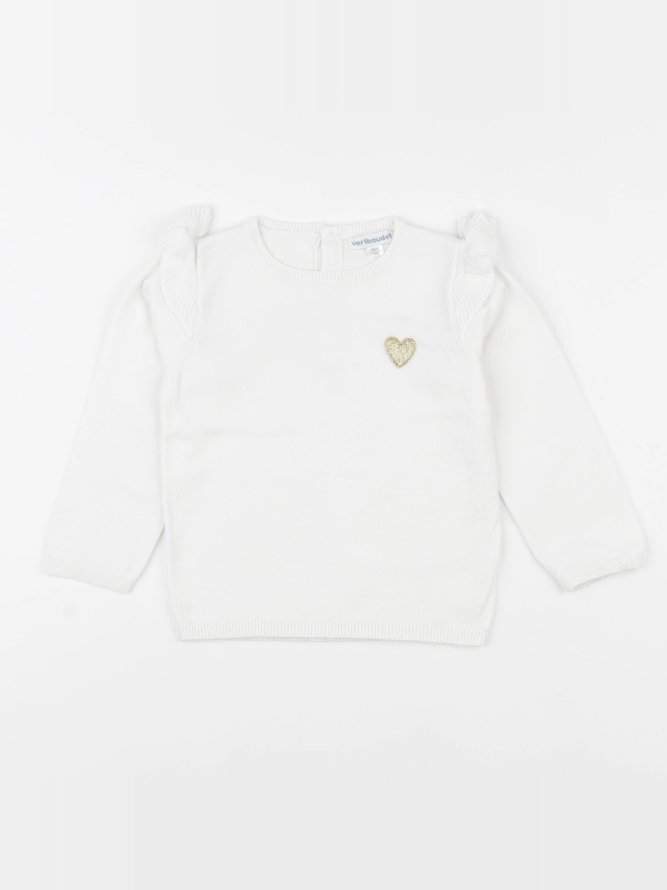 Vertbaudet - pull blanc - 36 mois