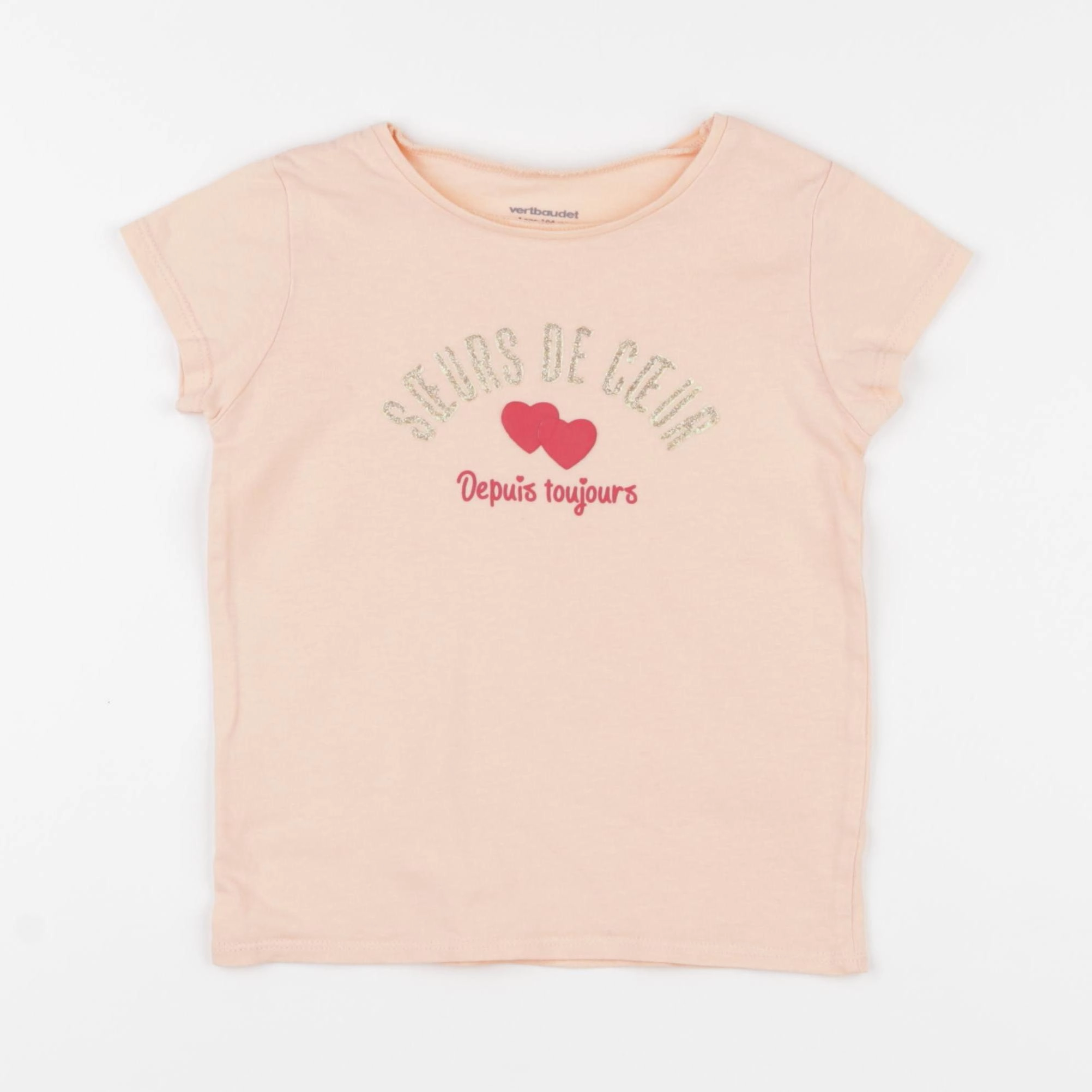 Vertbaudet - tee-shirt rose, or - 4 ans