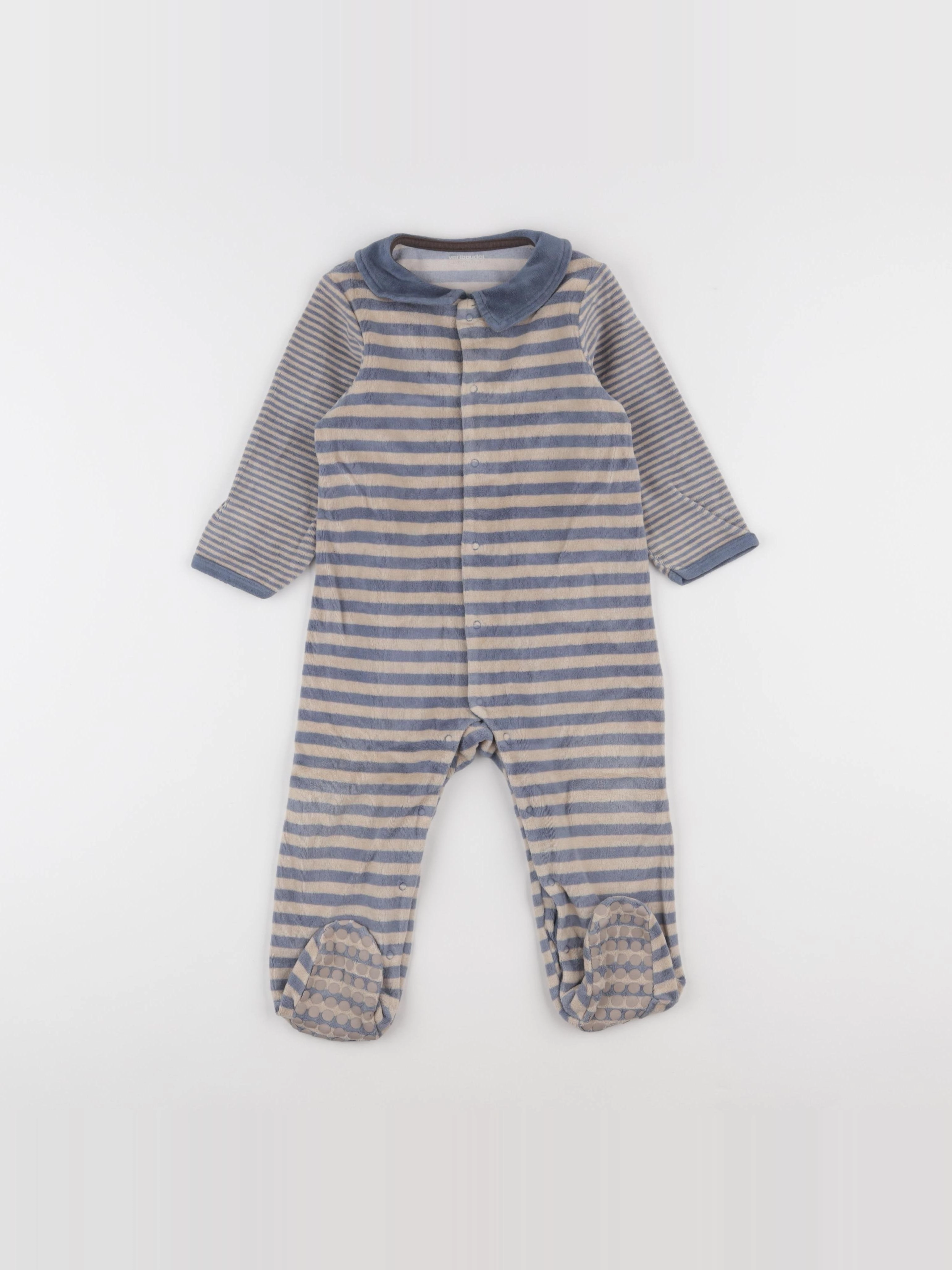 Vertbaudet - pyjama velours bleu, marron - 18 mois