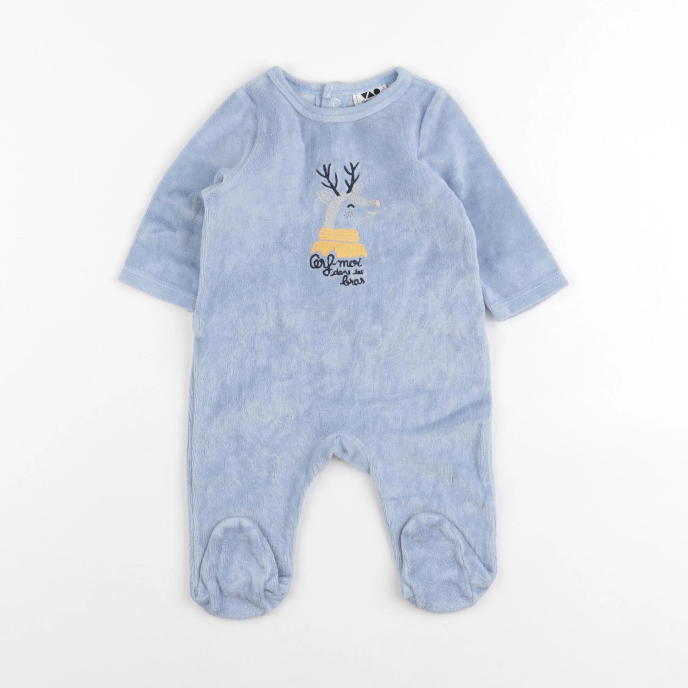 Tape à l'oeil - pyjama velours bleu - 3 mois