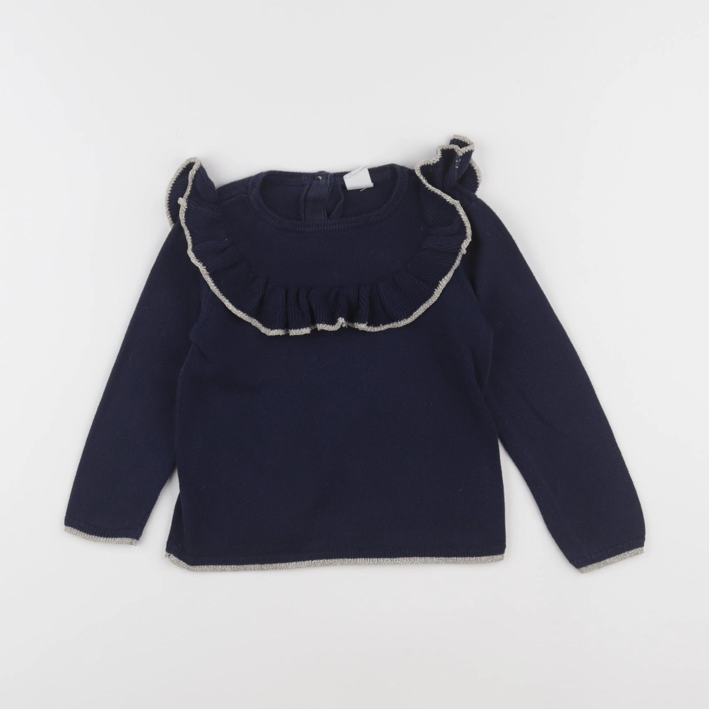 H&M - pull bleu, or - 12/18 mois