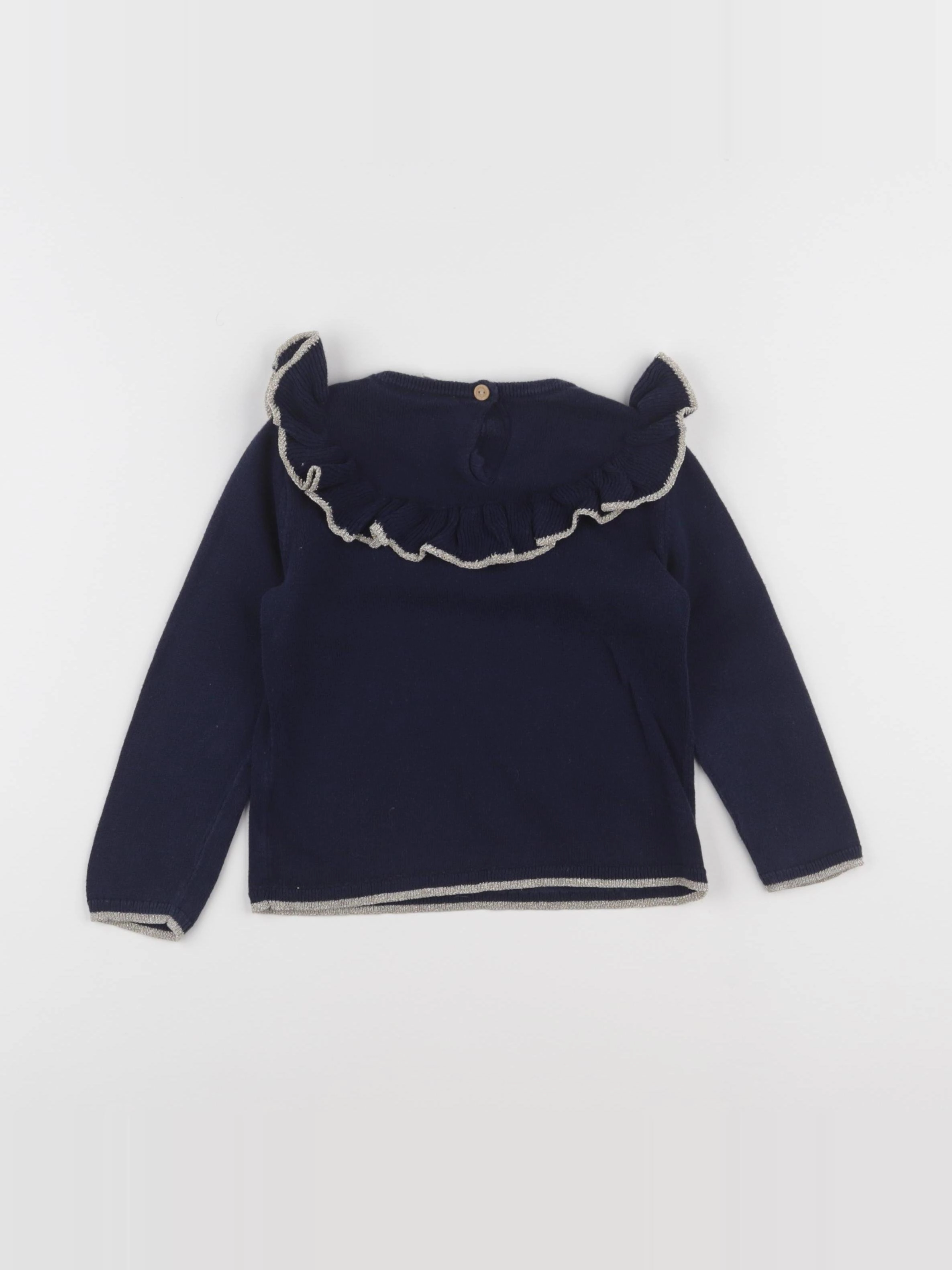 H&M - pull bleu, or - 12/18 mois